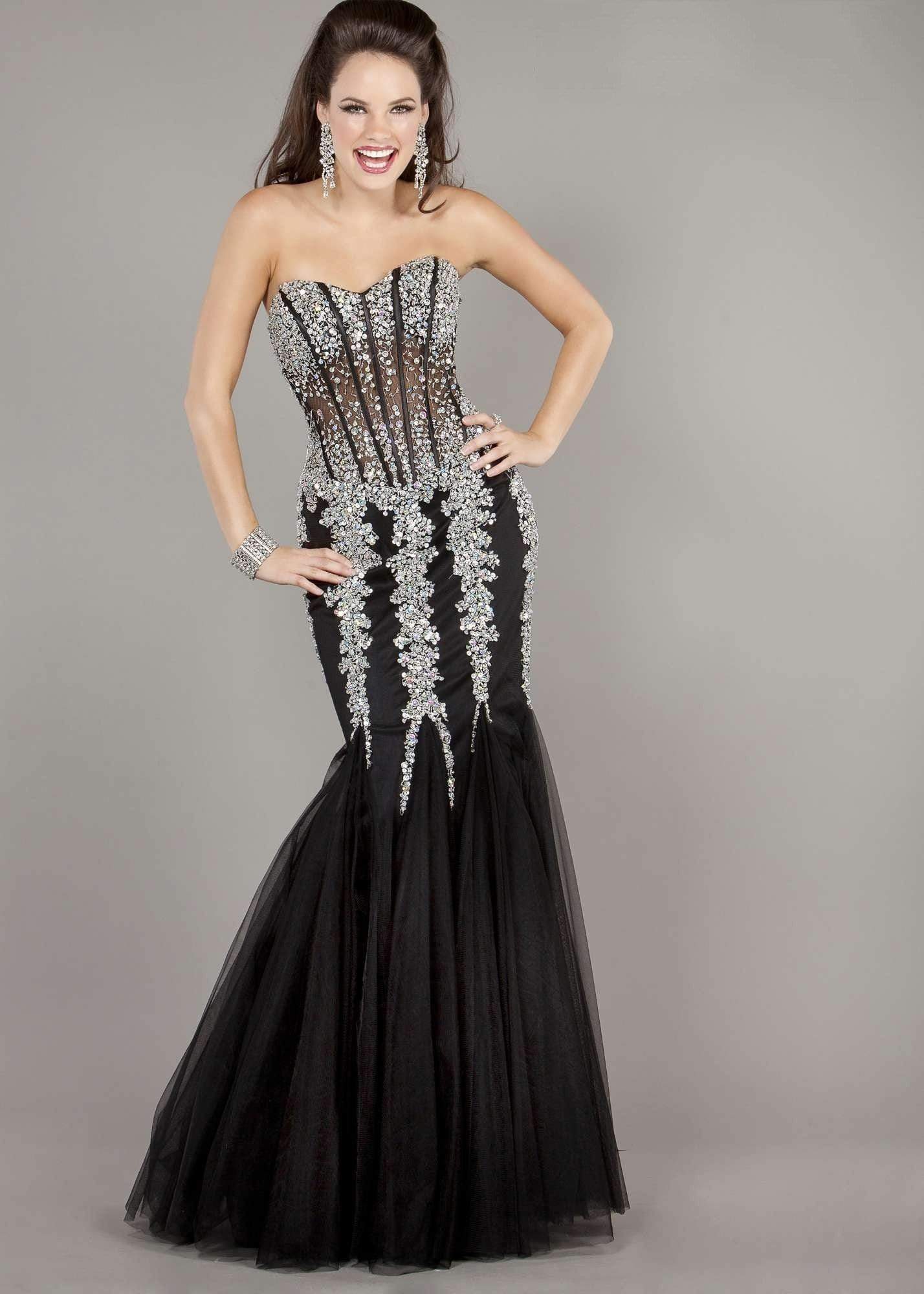 Jovani 5908 Strapless Sweetheart Corset Bodice Junior Prom Mermaid Gown - back view