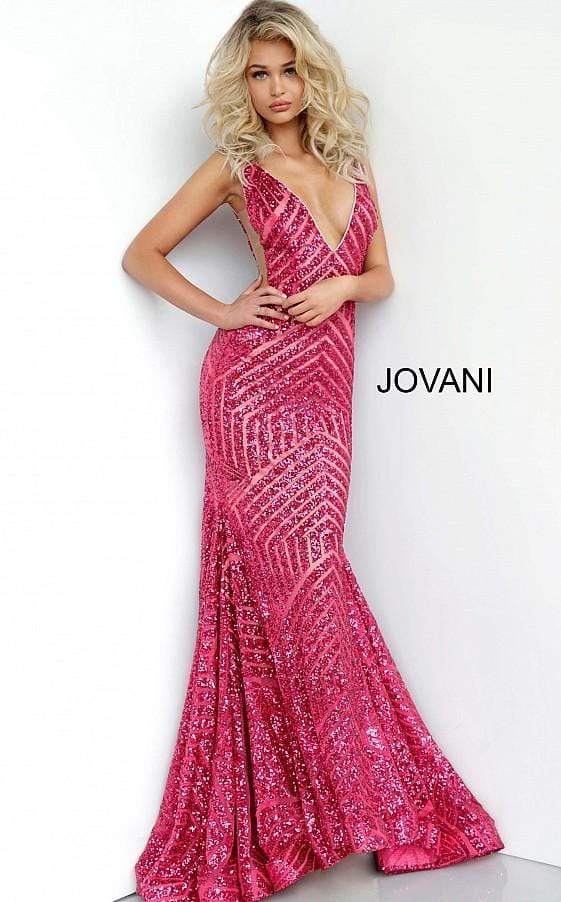 Jovani - 59762 Sexy Fitted Sequined Plunging Gown - view 15