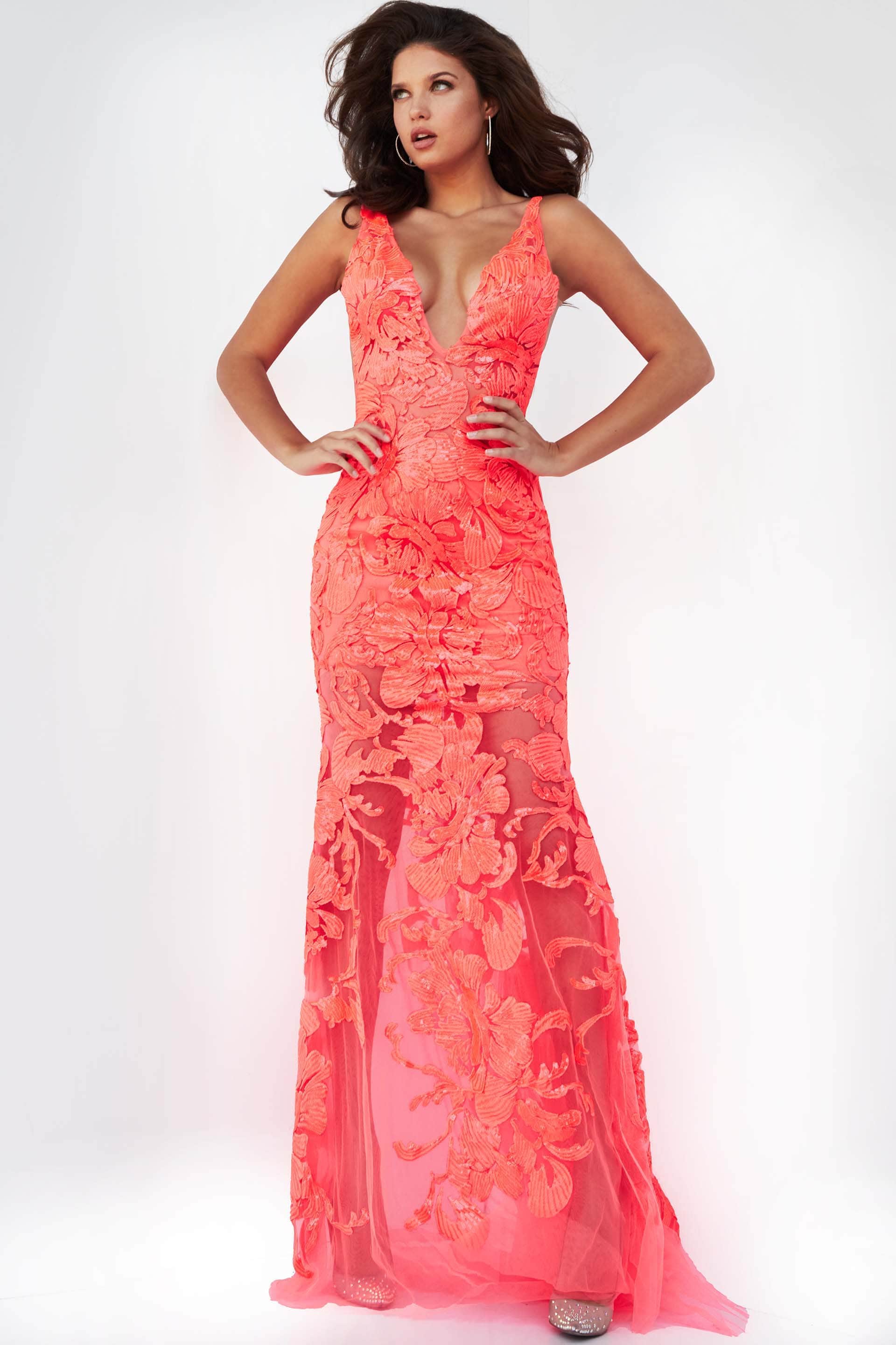 Jovani 60283 - Floral Applique Prom Gown - designer evening gown at Silhouette Dresses