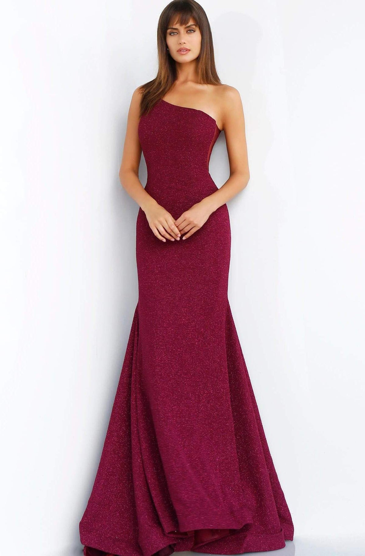 Jovani - 67650 Stretch Glitter Mermaid Dress With Sweep Train - view 7
