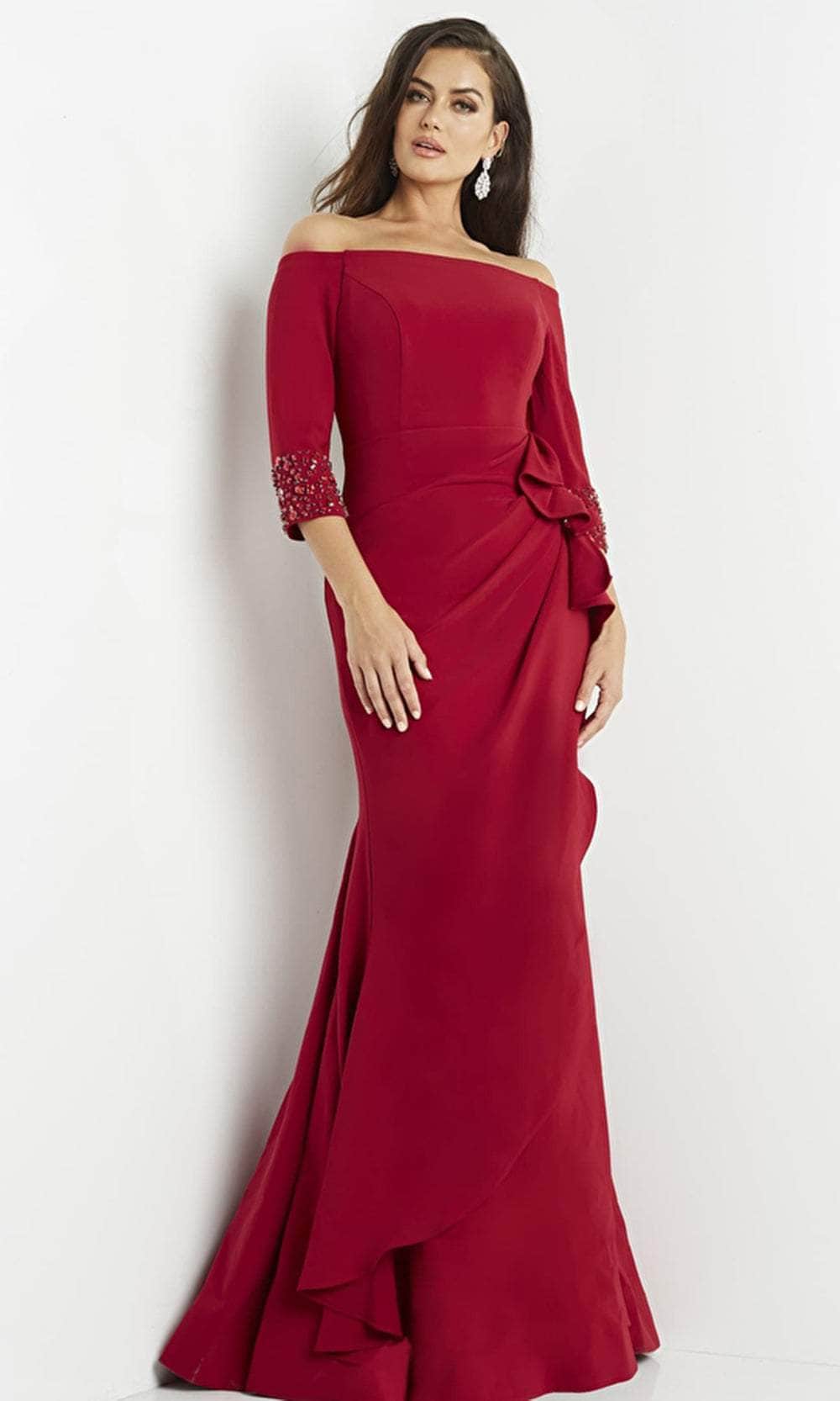Jovani 08699 - Quarter Sleeve Off-Shoulder Mother of the Groom Dress - designer evening gown at Silhouette Dresses