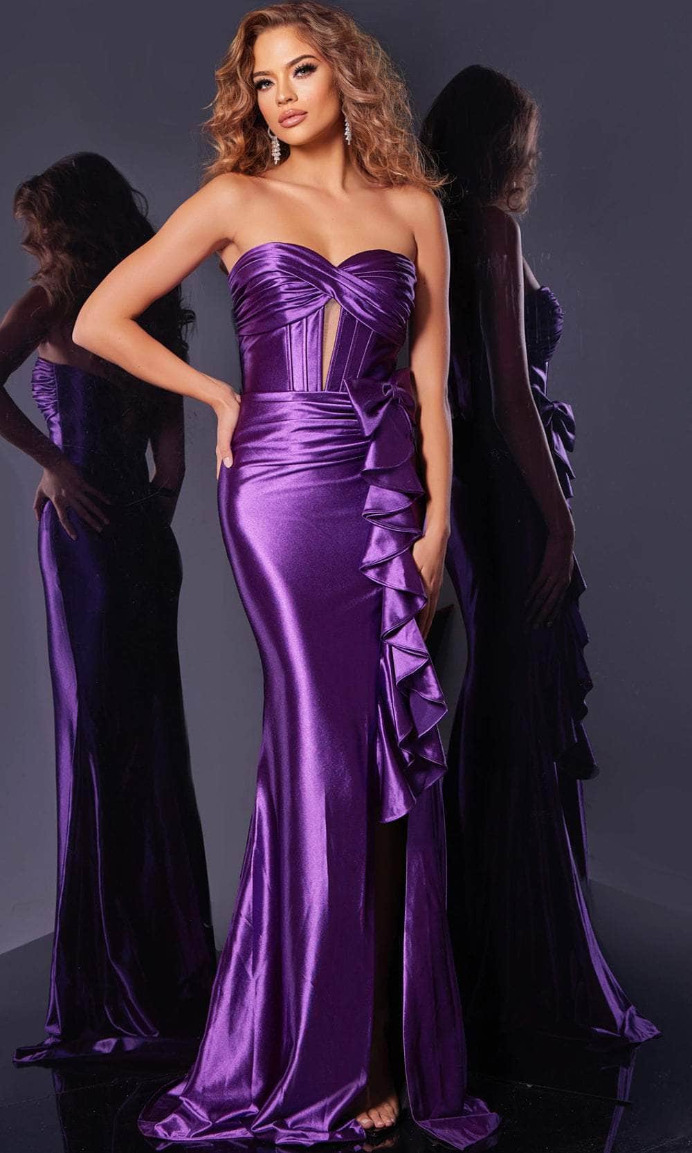 Jovani D5318 - Strapless Cascading Ruffle Prom Gown - detail view