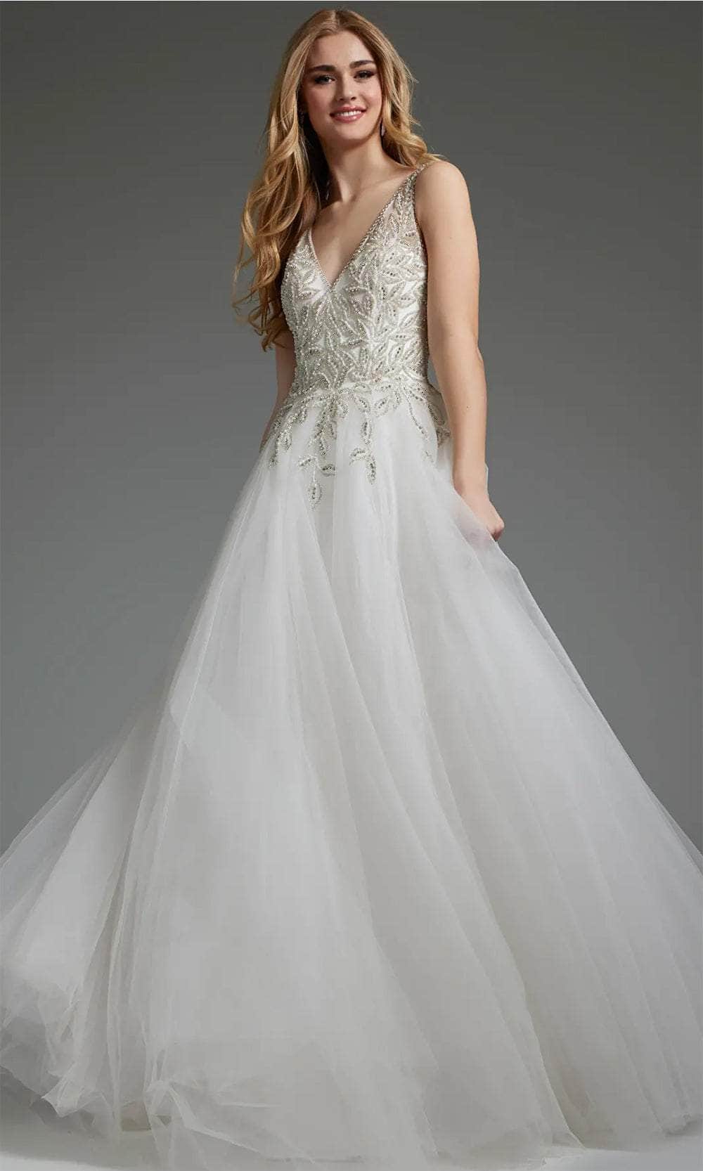 Jovani JB03500 - Beaded V-Neck Bridal Gown - designer wedding dress at Silhouette Dresses