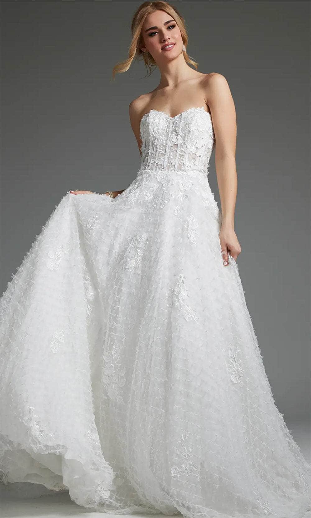 Jovani JB07165 - Textured Corset Bridal Gown - back view