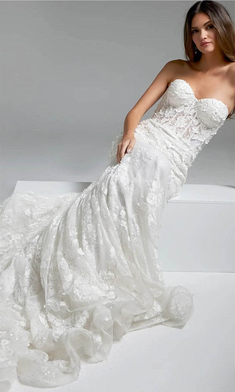 Jovani JB07583 - Sweetheart Floral Appliqued Bridal Gown - view 5