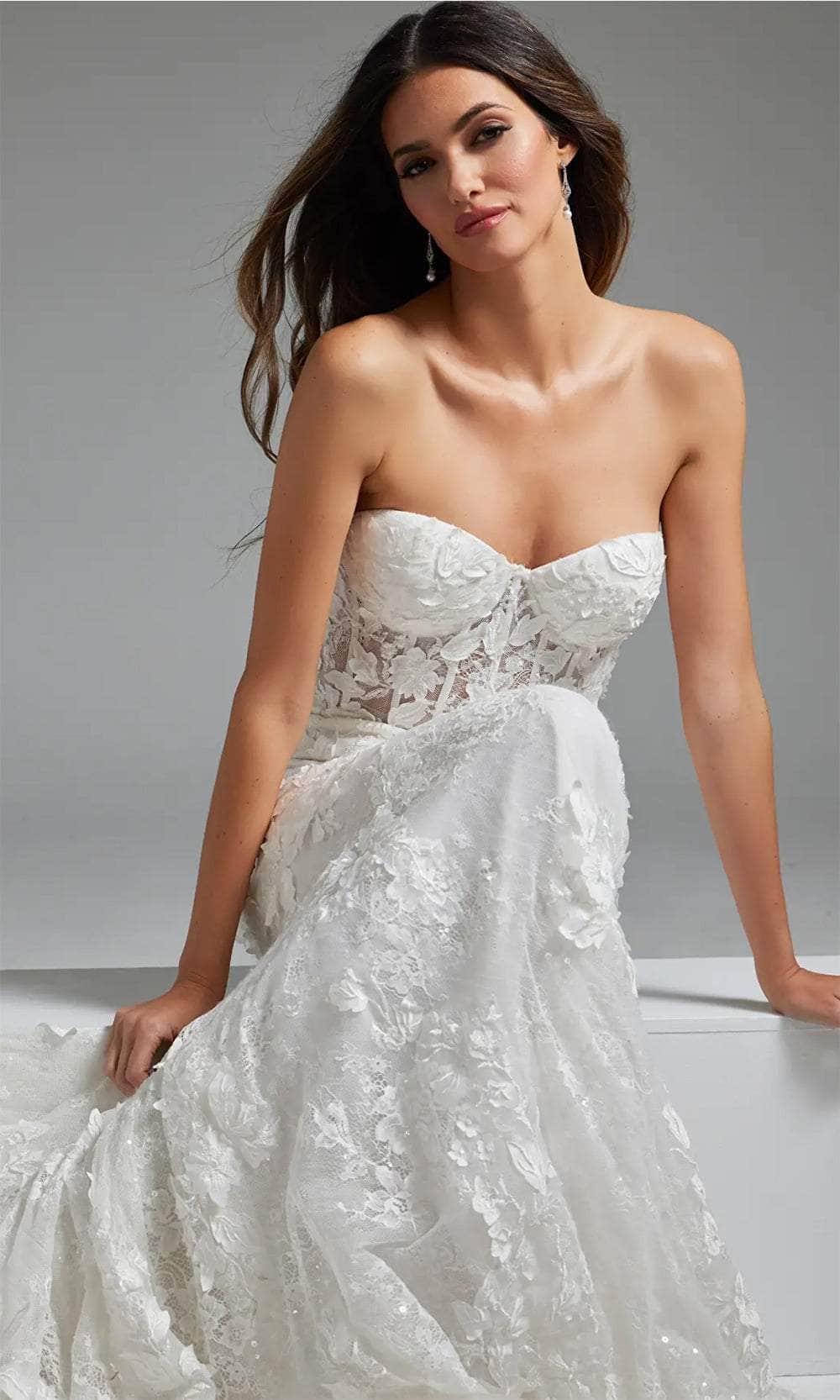 Jovani JB07583 - Sweetheart Floral Appliqued Bridal Gown - view 4