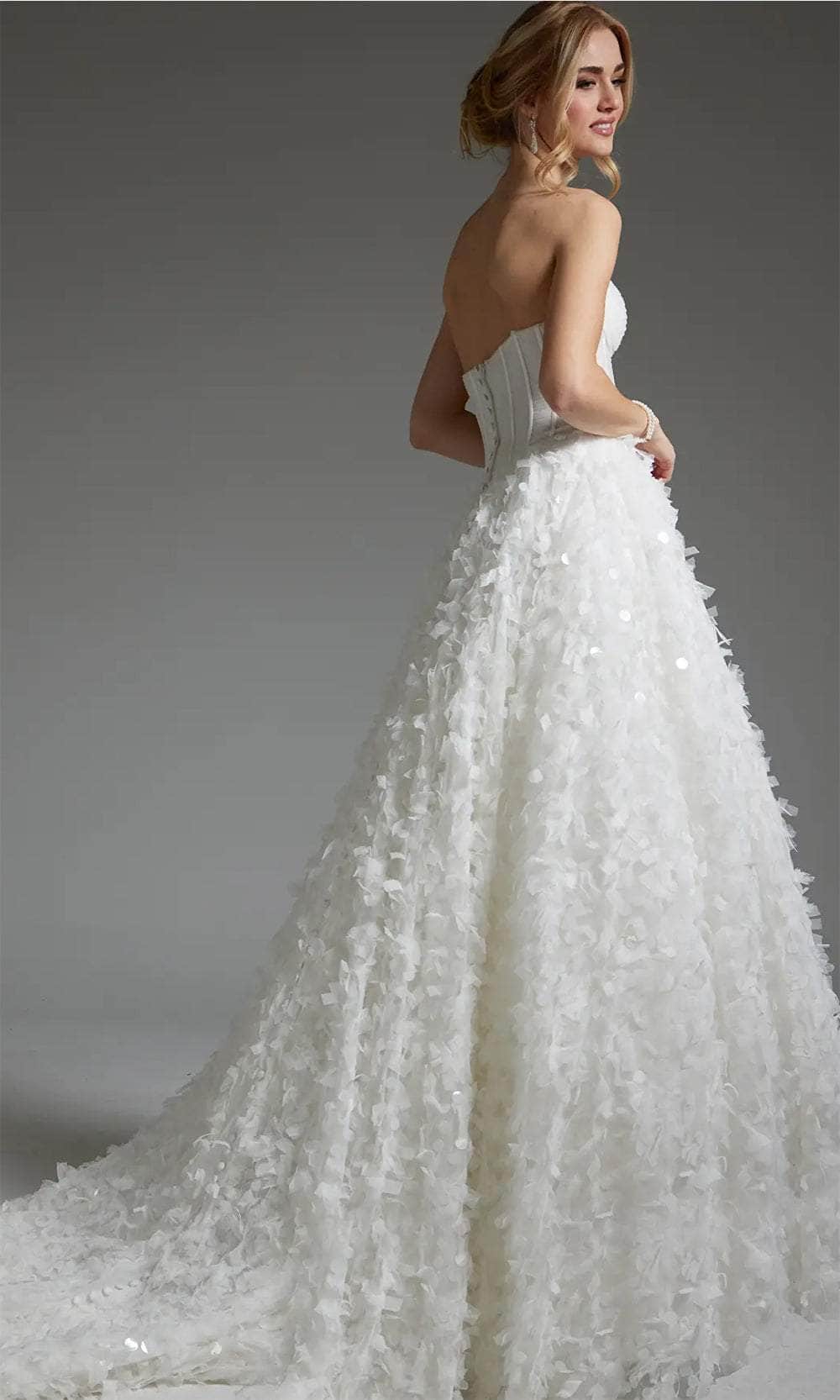 Jovani JB26295 - Paillette A-Line Bridal Gown - back view