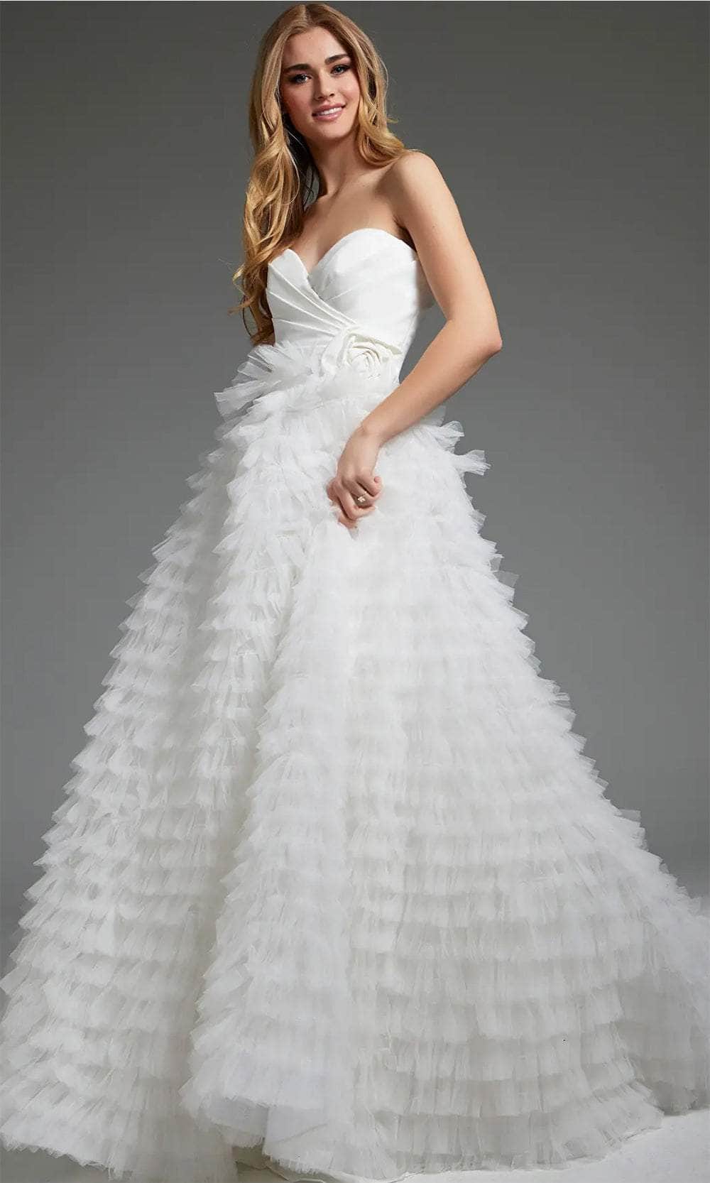 Jovani JB38958 - Ruffled A-Line Bridal Gown - detail view