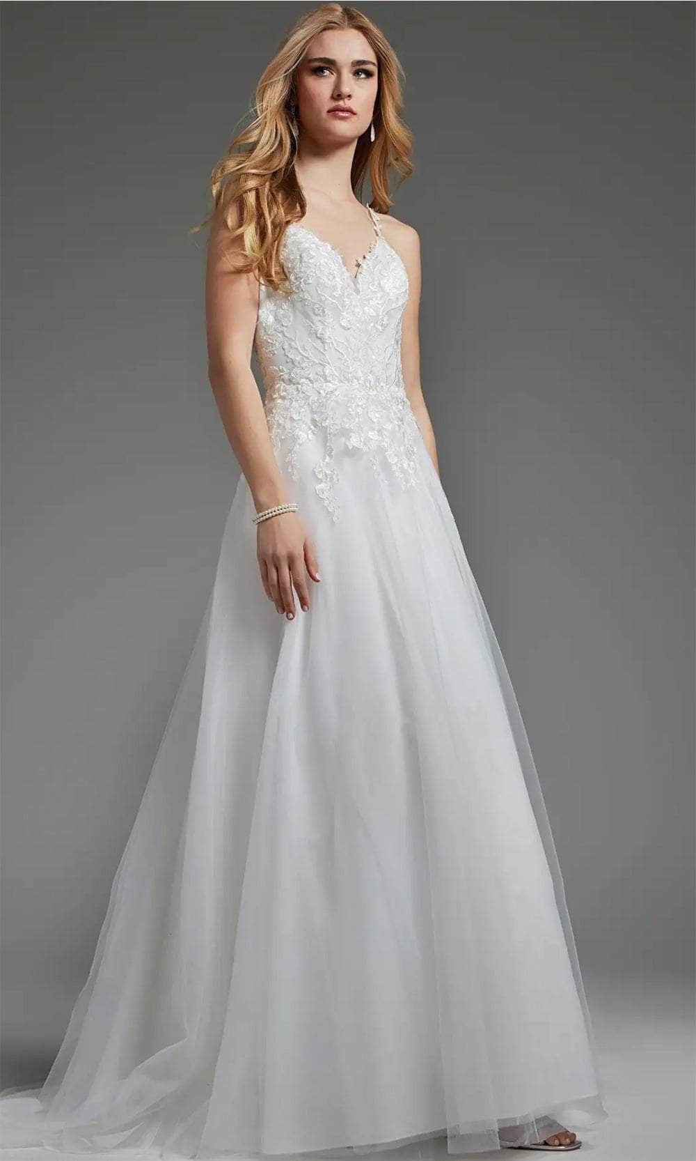 Jovani JB40513 - Embroidered Tulle Bridal Gown - detail view