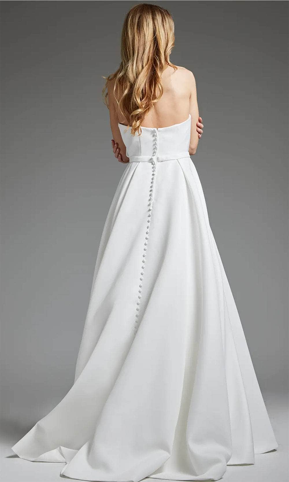 Jovani JB40599 - Strapless Pleated A-Line Bridal Gown - back view