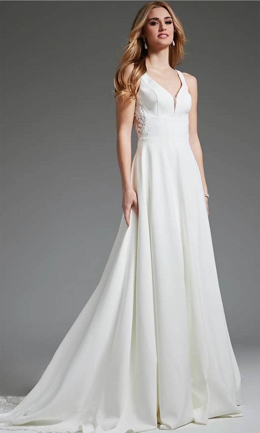 Jovani JB42294 - Beaded Lace Illusion Back Bridal Gown - view 4
