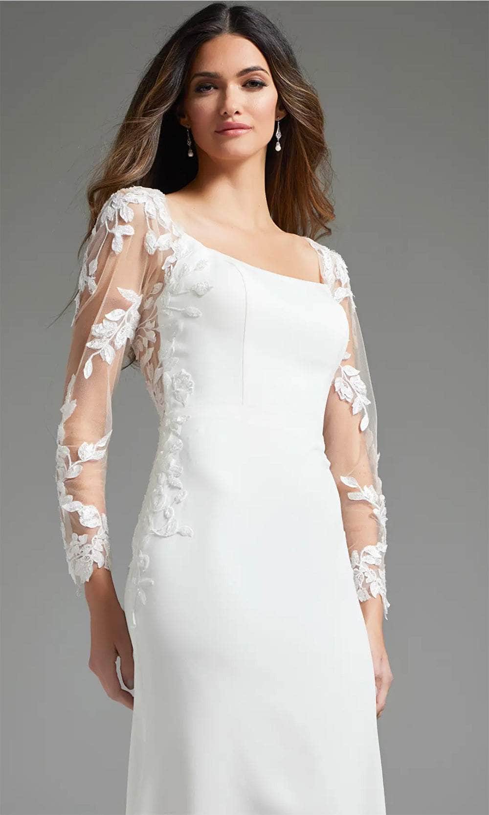 Jovani JB42297 - Leaf Appliqued Square Neck Bridal Gown - view 5