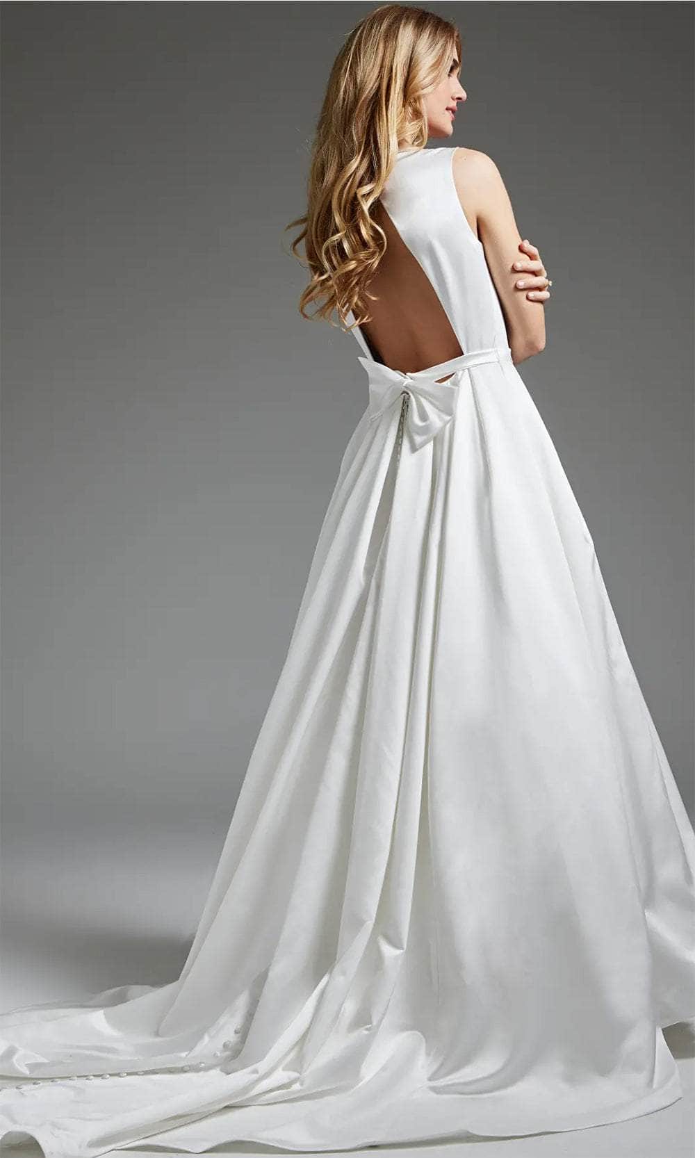 Jovani JB42319 - Jewel Neck Front Keyhole Bridal Gown - back view