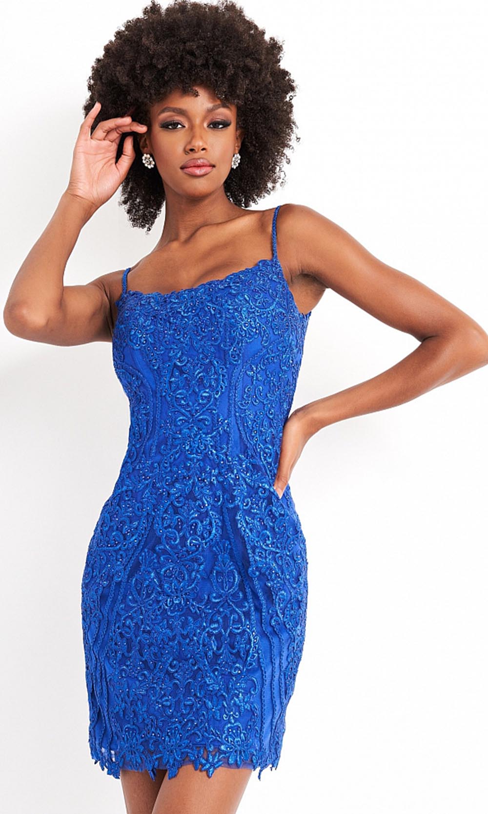 JVN by Jovani - JVN04521 Embroidered Scoop Neck Fitted Dress - designer formal gown at Silhouette Dresses