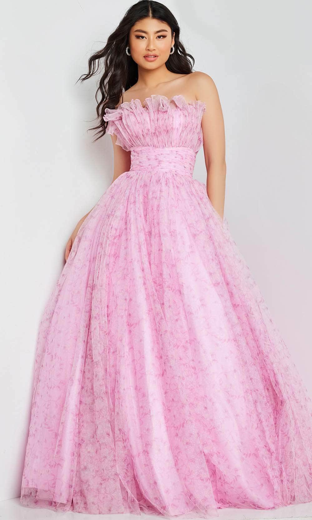 JVN by Jovani JVN26209 - Ruffled Neck Strapless Ballgown - designer ball gown at Silhouette Dresses