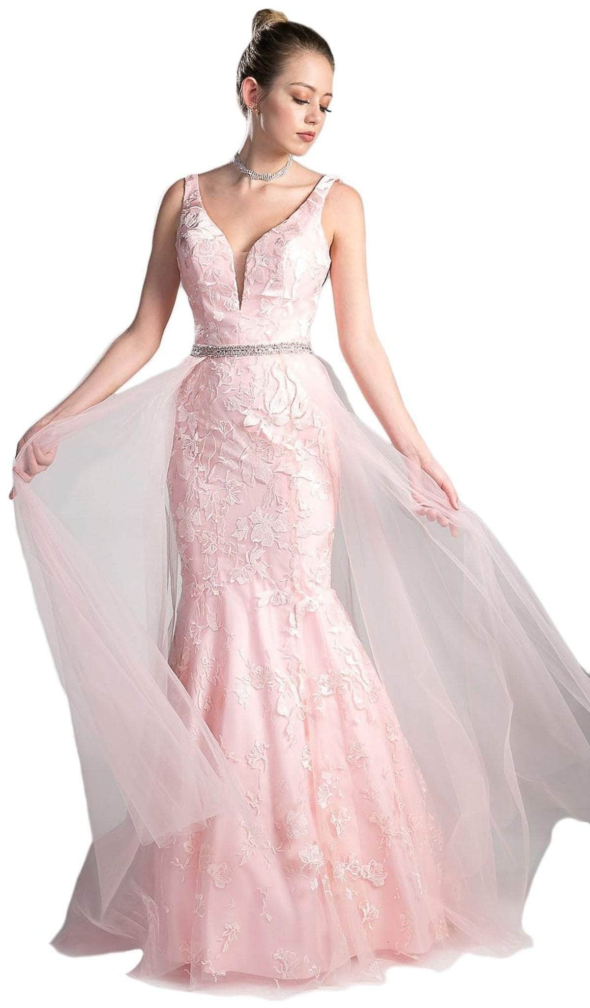 Ladivine 13287 - Lace Appliques and Overlay Prom Dress