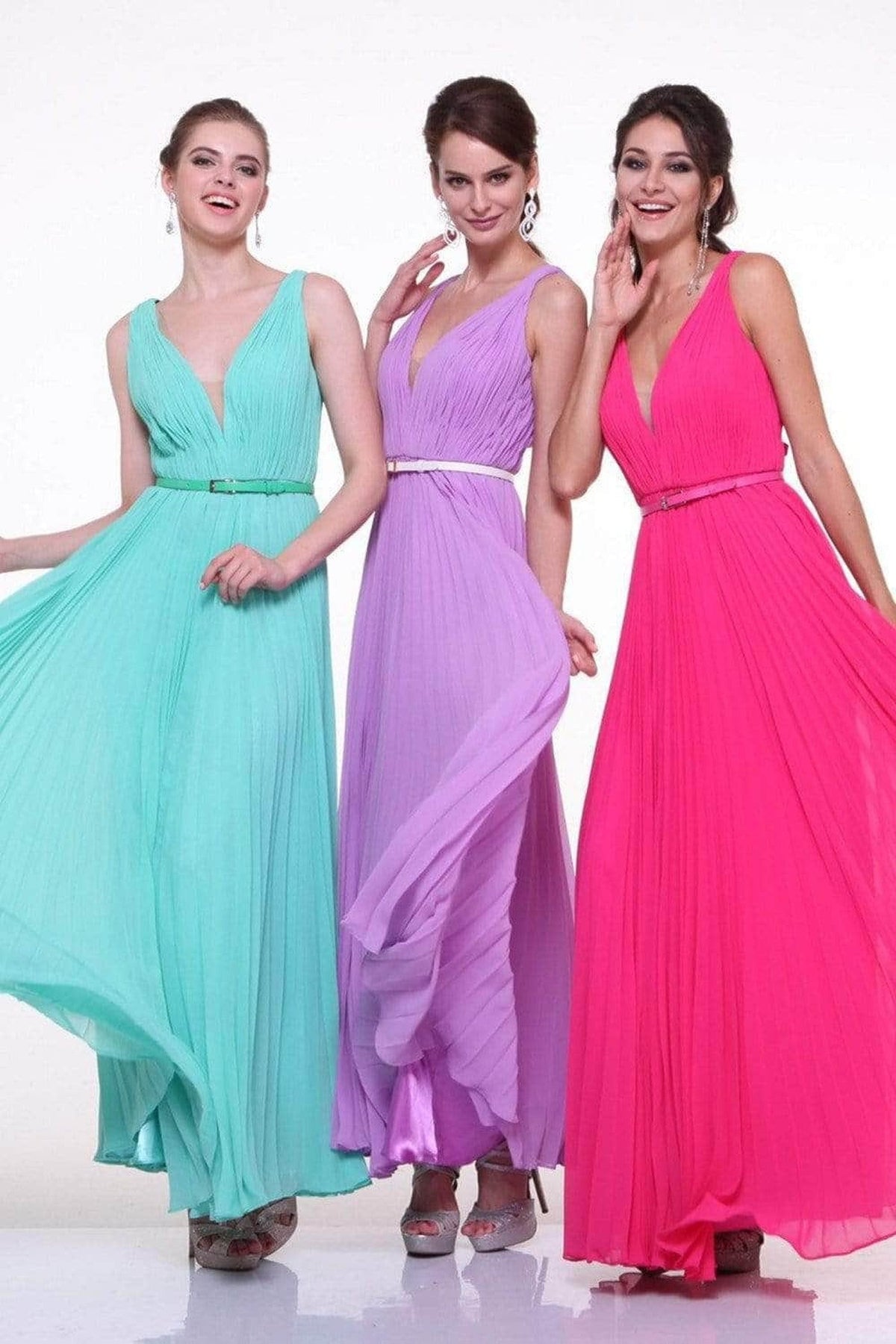 Ladivine 1499 - Sleeveless V-Neck A-Line Dress