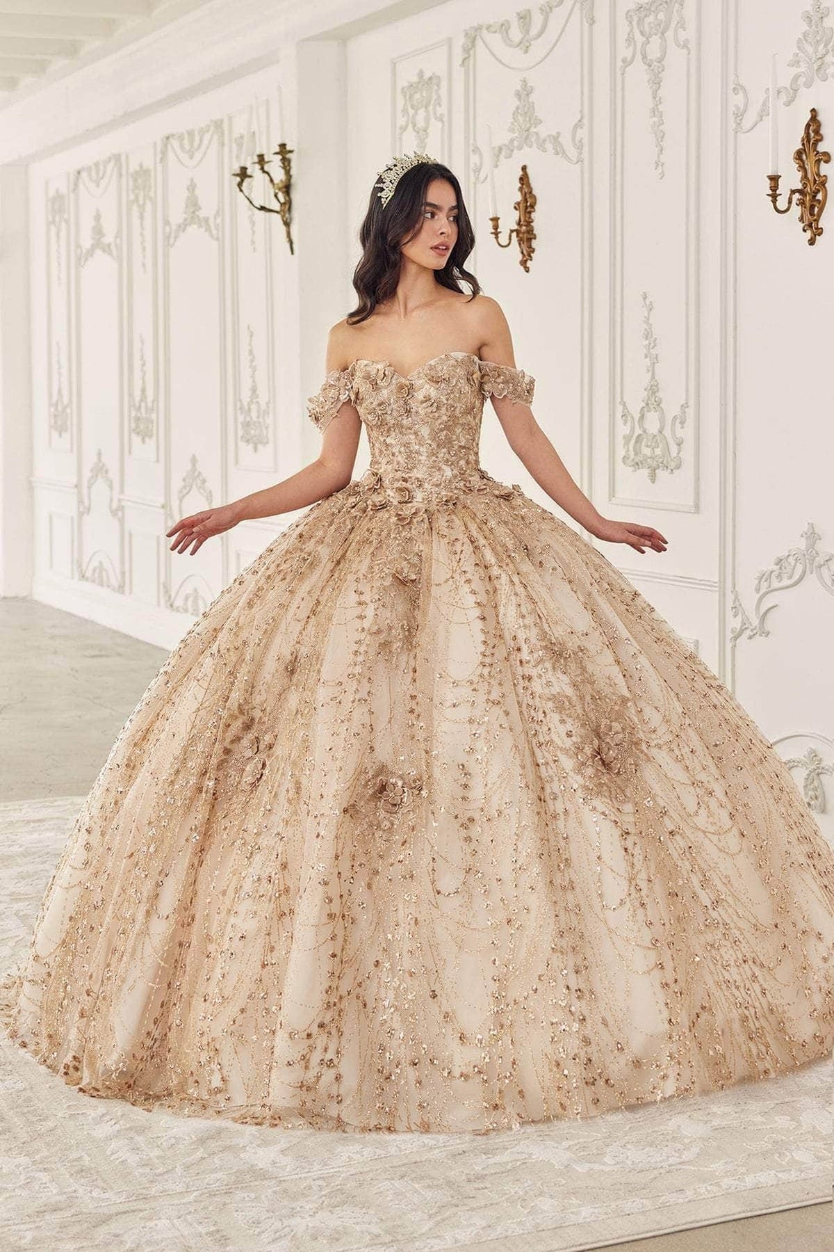 Ladivine 15712 - Glitter Off Shoulder Ballgown