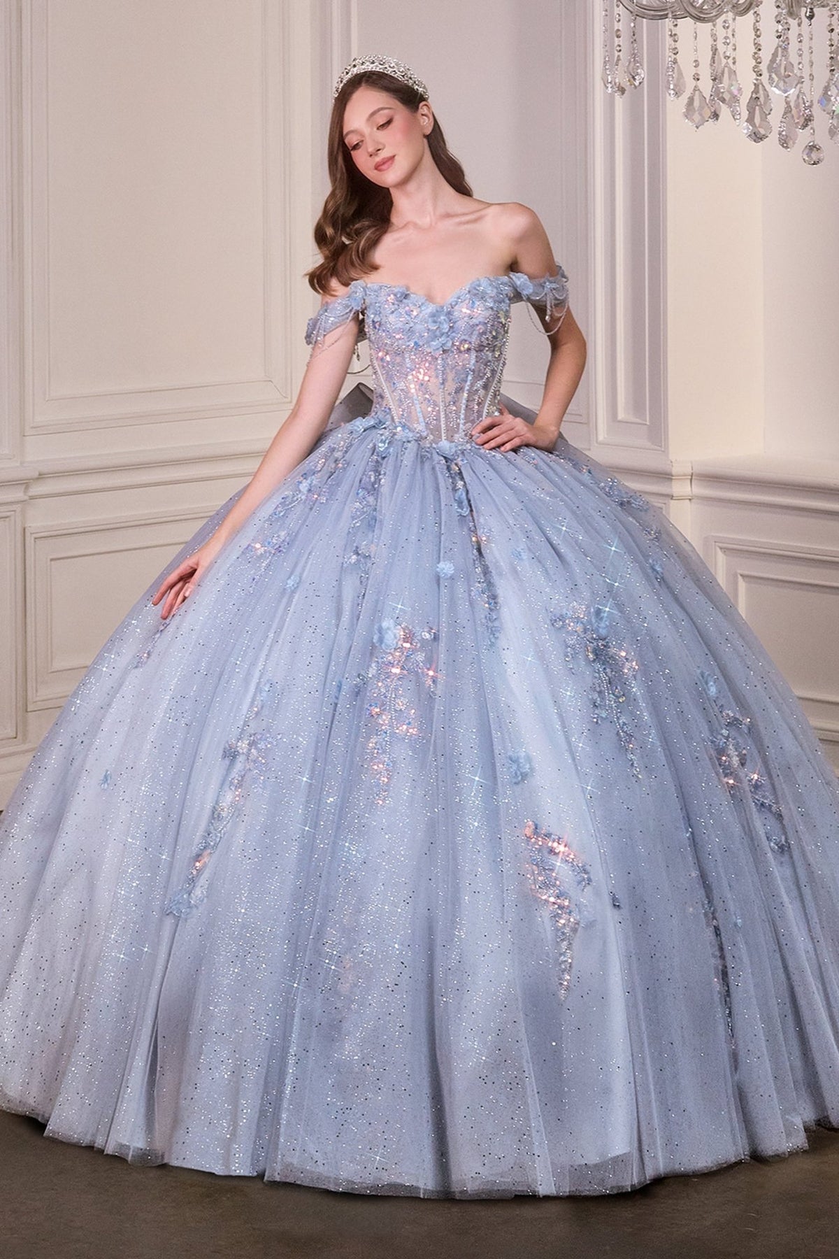 Ladivine 15728 - Off-the-Shoulder Corset Ballgown - Silhouette Dresses