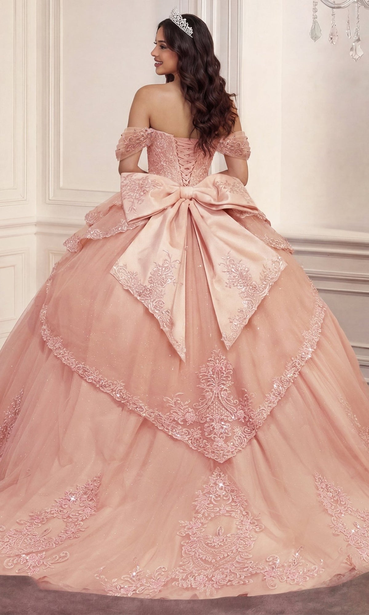 Ladivine 15729 Off Shoulder Embroidered Quinceanera Dress - Silhouette Dresses