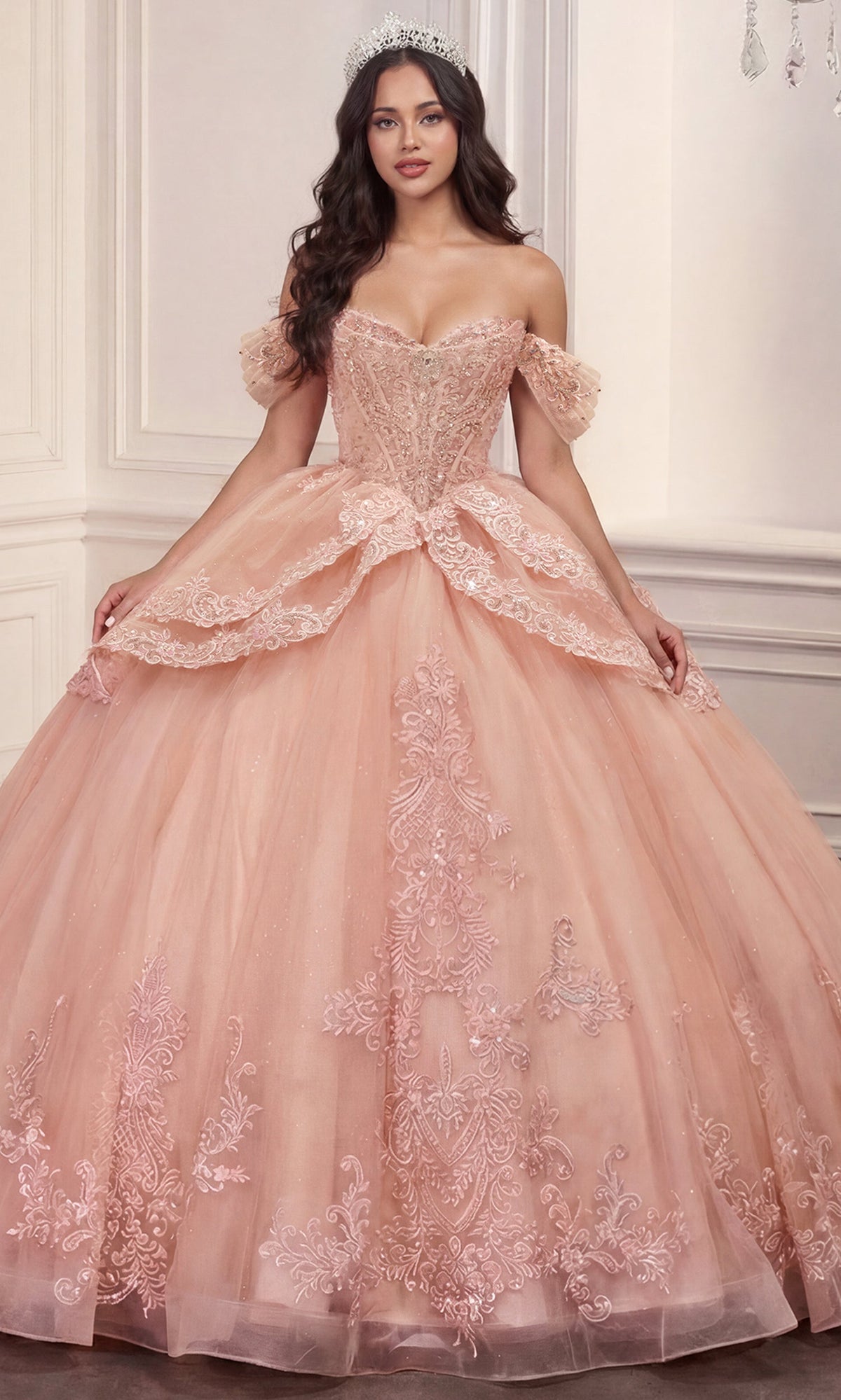 Ladivine 15729 Off Shoulder Embroidered Quinceanera Dress