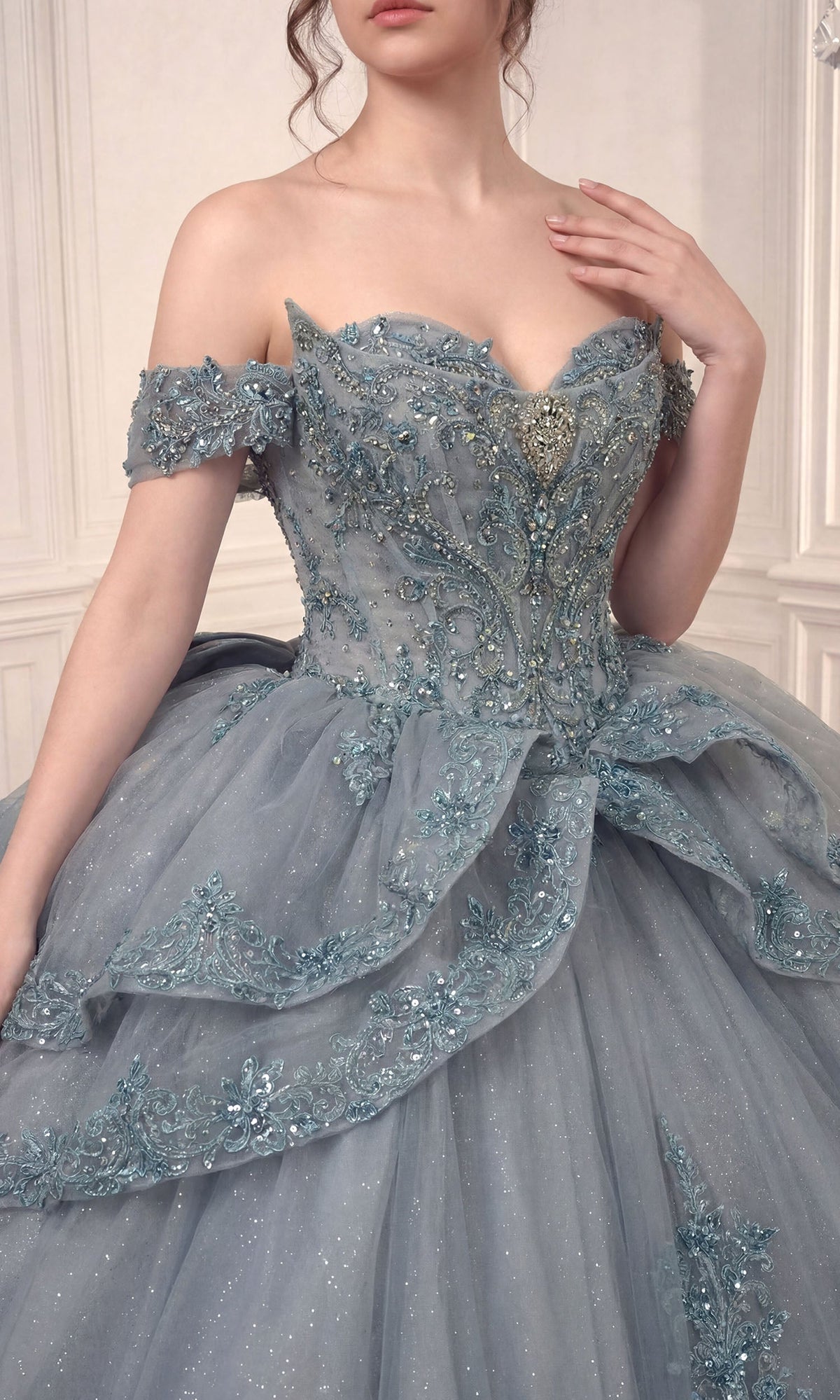 Ladivine 15729 Off Shoulder Embroidered Quinceanera Dress