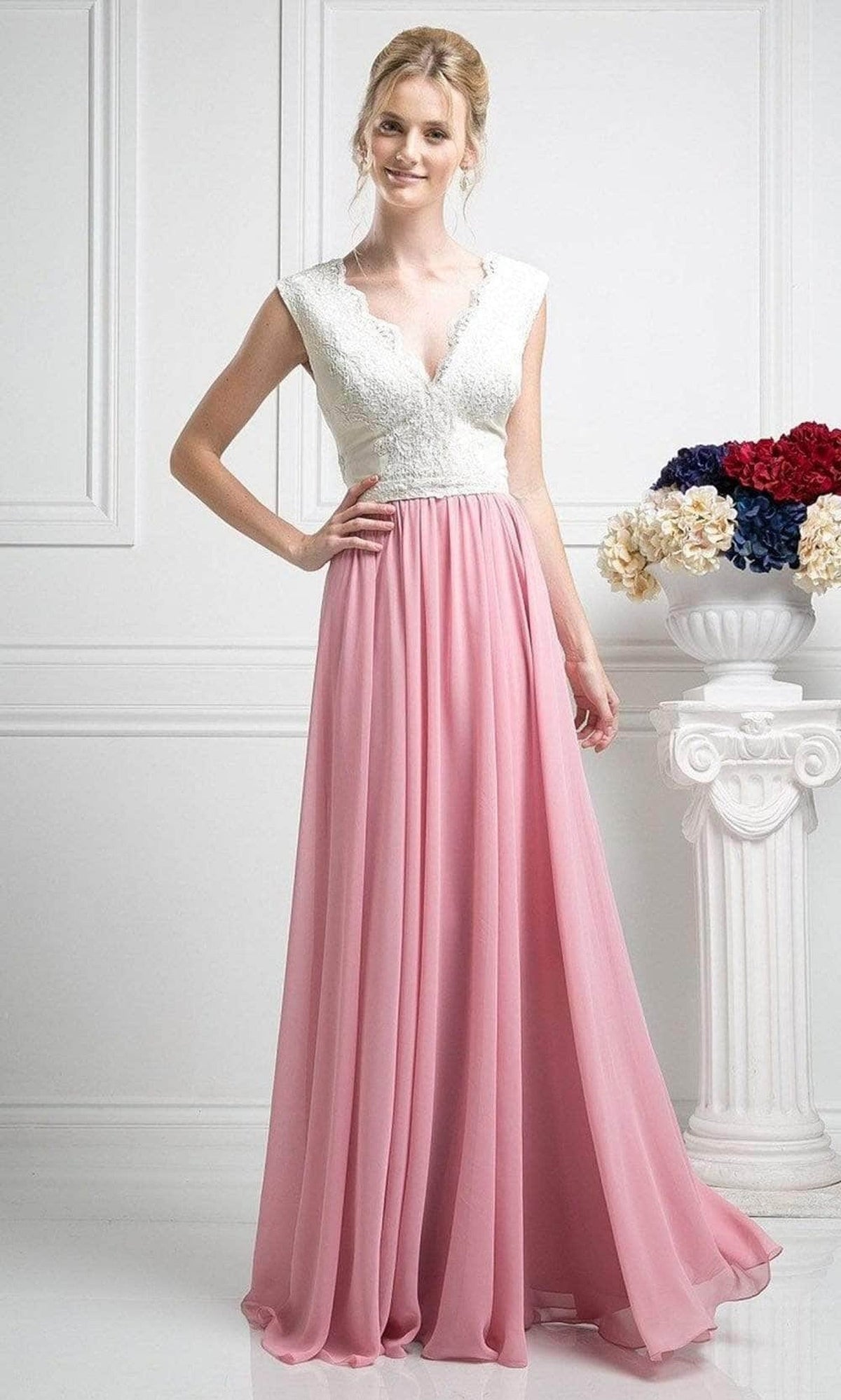 Ladivine 1965 - V Neck Lace Scalloped A-line Dress