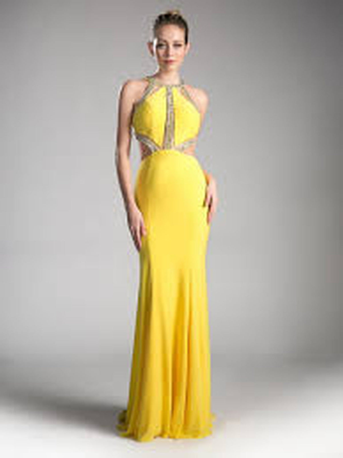 Ladivine 62139 - Bedazzled Halter Neck Sheath Dress