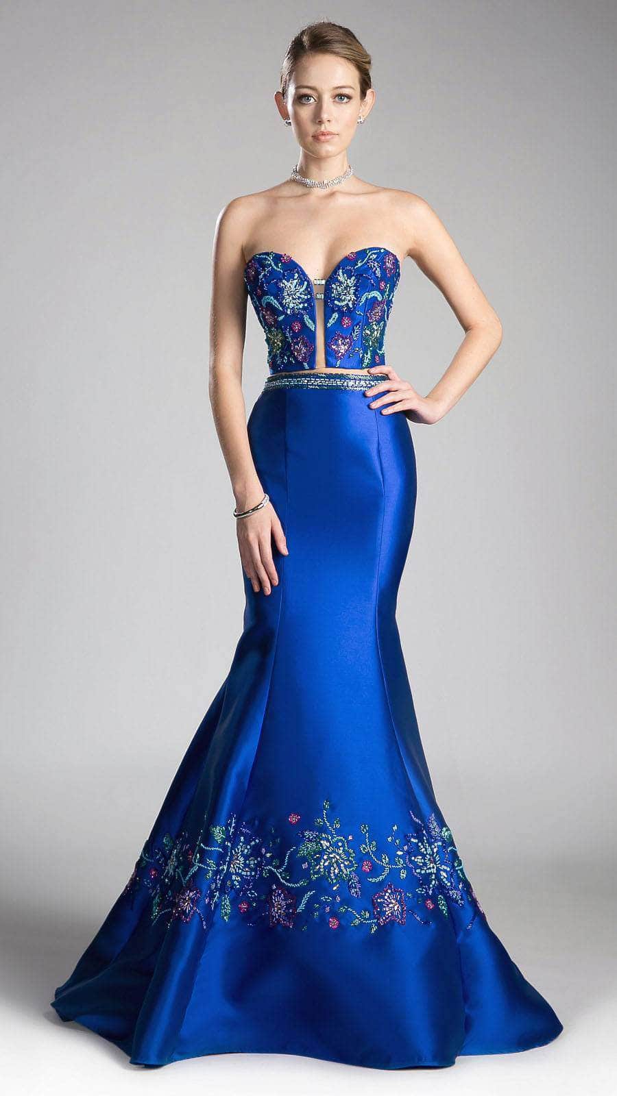Ladivine 62211 - Two Piece Strapless Beaded Mermaid Dress