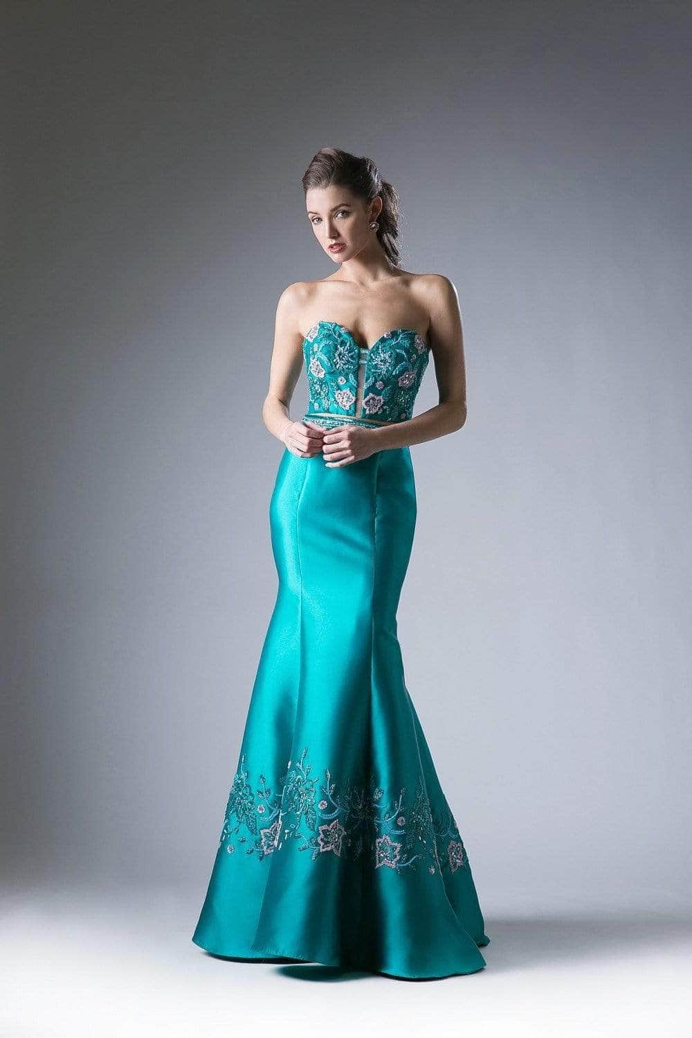 Ladivine 62211 - Two Piece Strapless Beaded Mermaid Dress