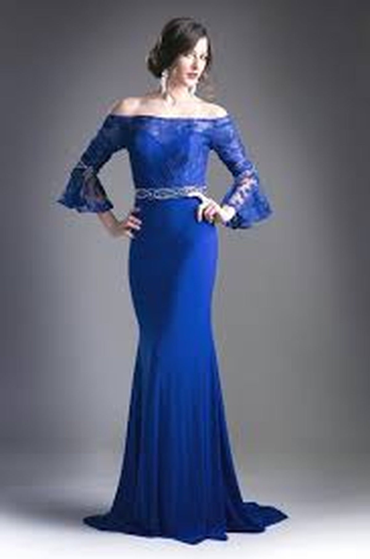 Ladivine 71241 - Off-Shoulder Flounce Fitted Dress