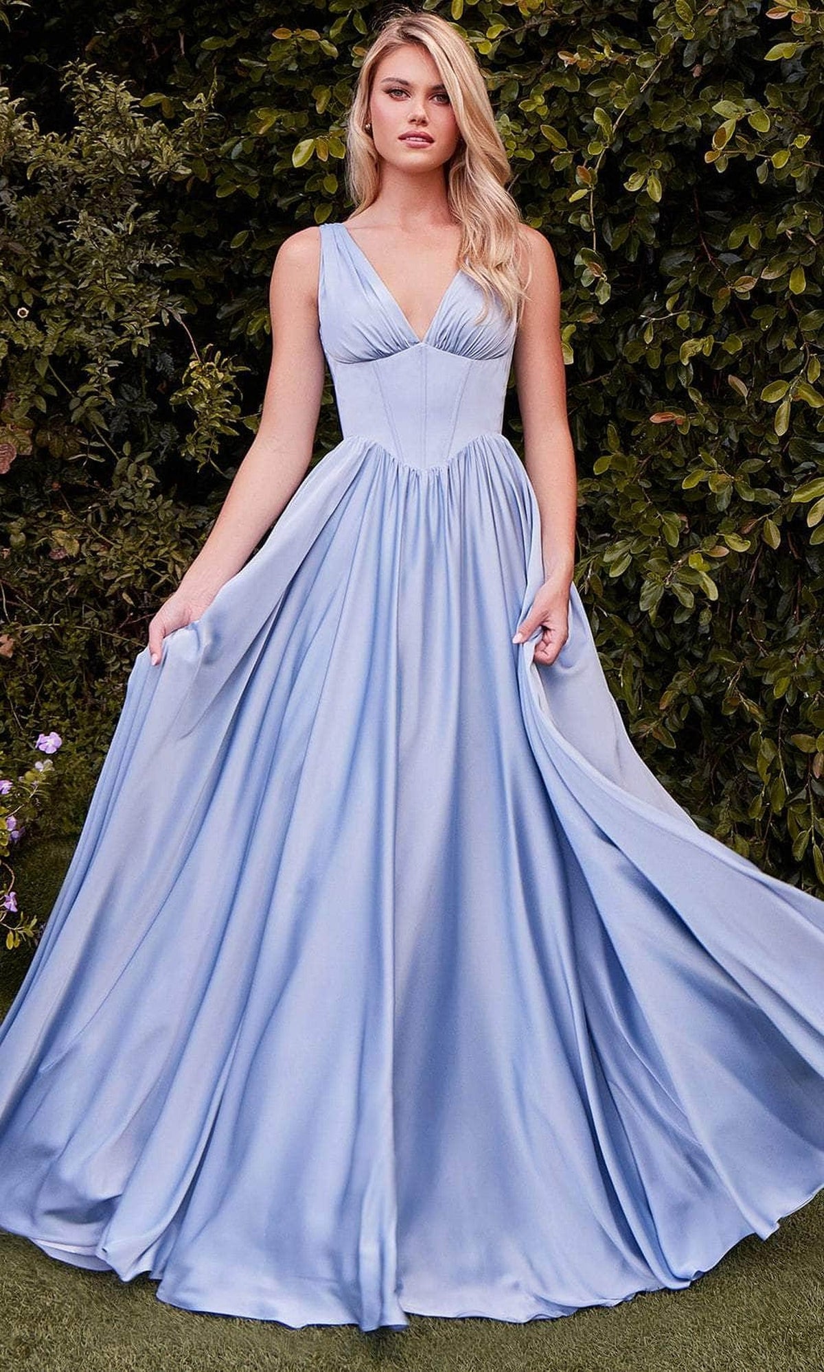 Ladivine 7447 - Ruched A-Line Evening Dress