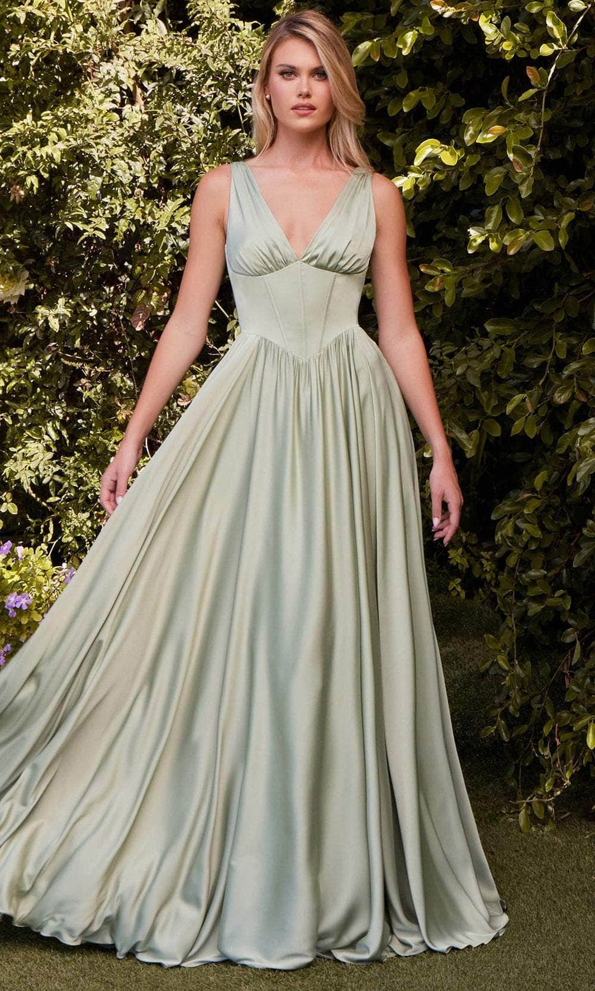 Ladivine 7447 - Ruched A-Line Evening Dress