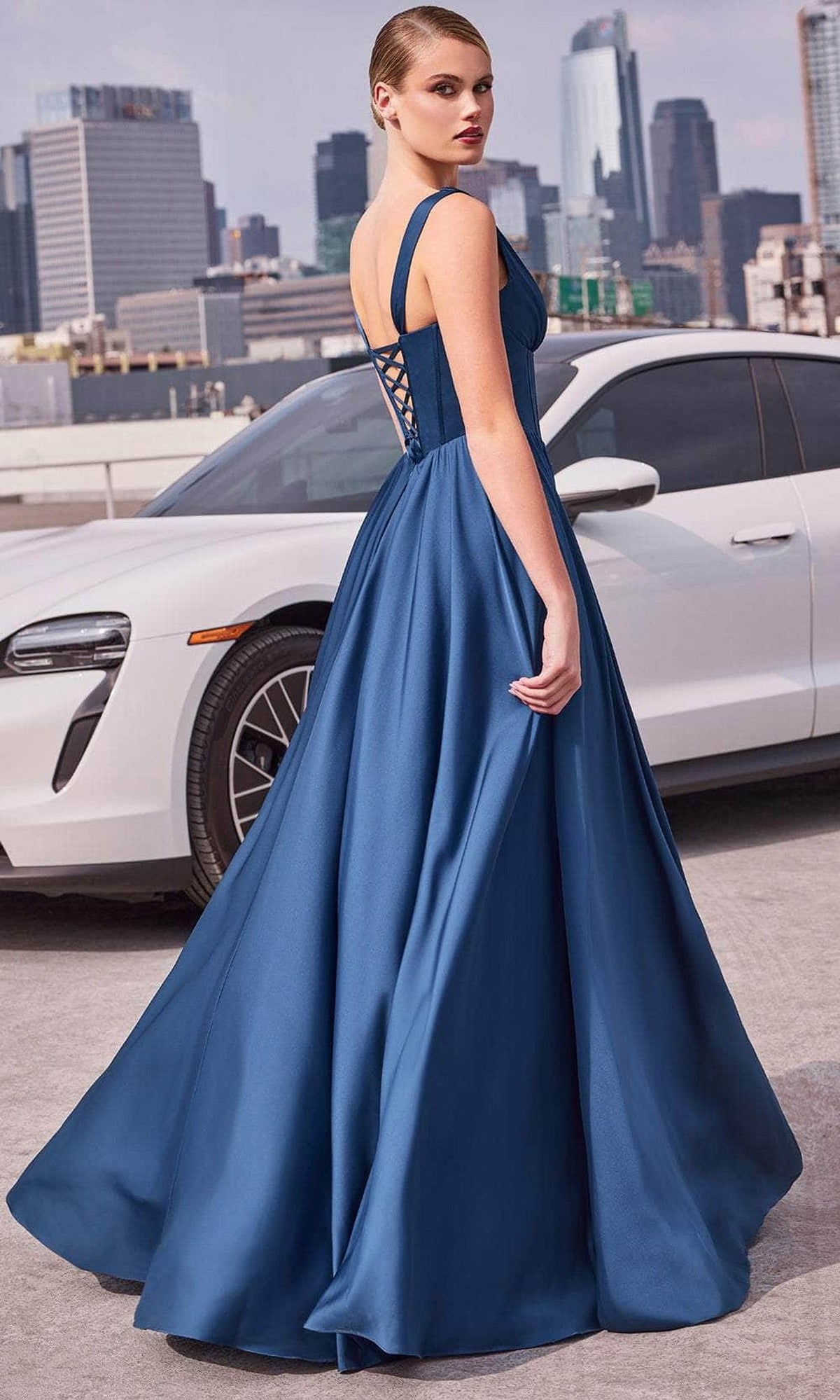 Ladivine 7447 - Ruched A-Line Evening Dress