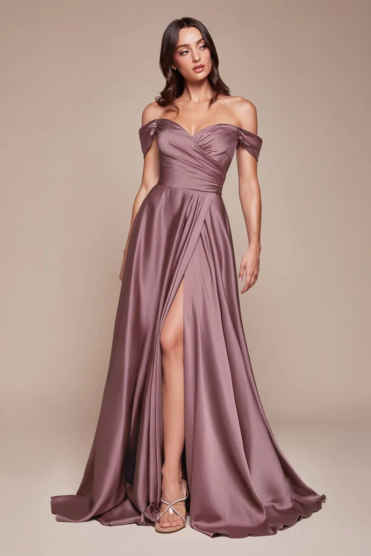 Ladivine 7493 - Sweetheart Satin Evening Gown