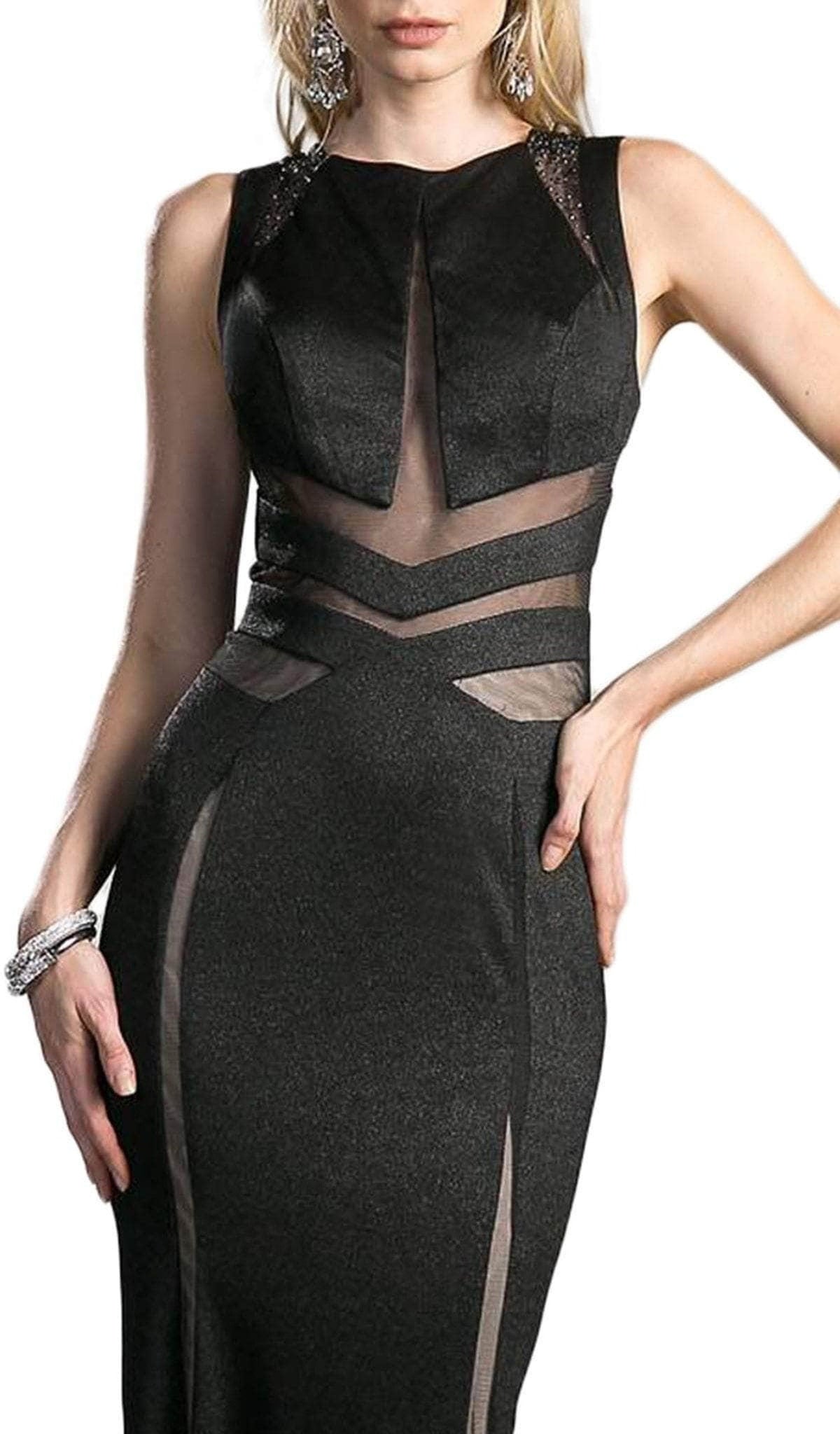 Ladivine 84792 - Adorned Jewel Neck Sheath Dress