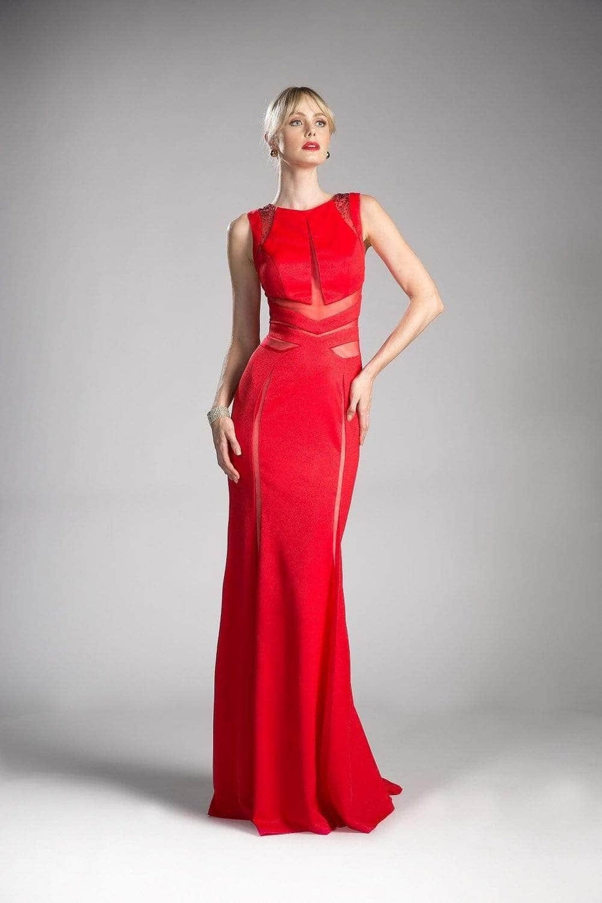 Ladivine 84792 - Adorned Jewel Neck Sheath Dress