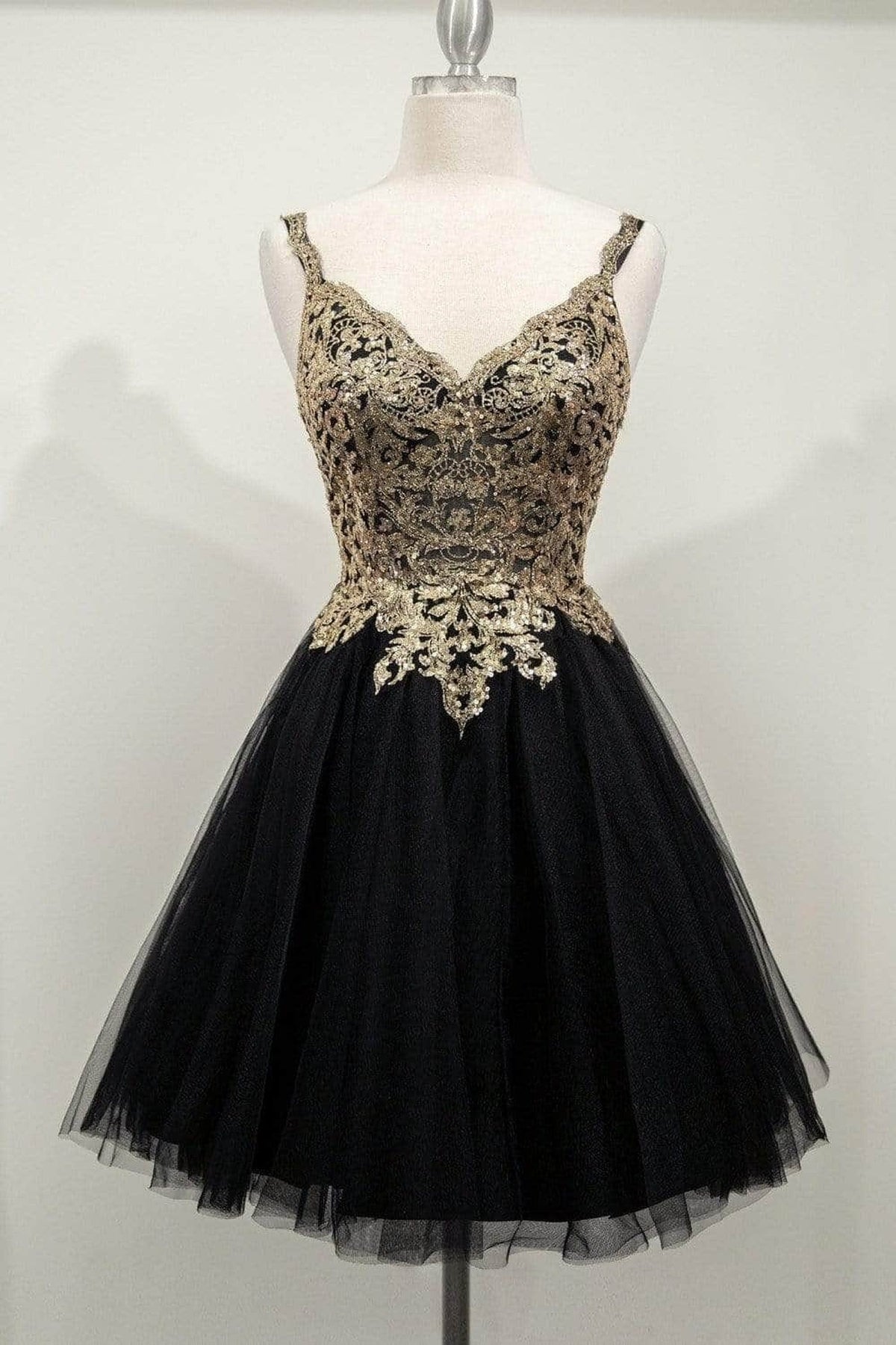 Ladivine 9239 - Adorned V Neck A-line Dress