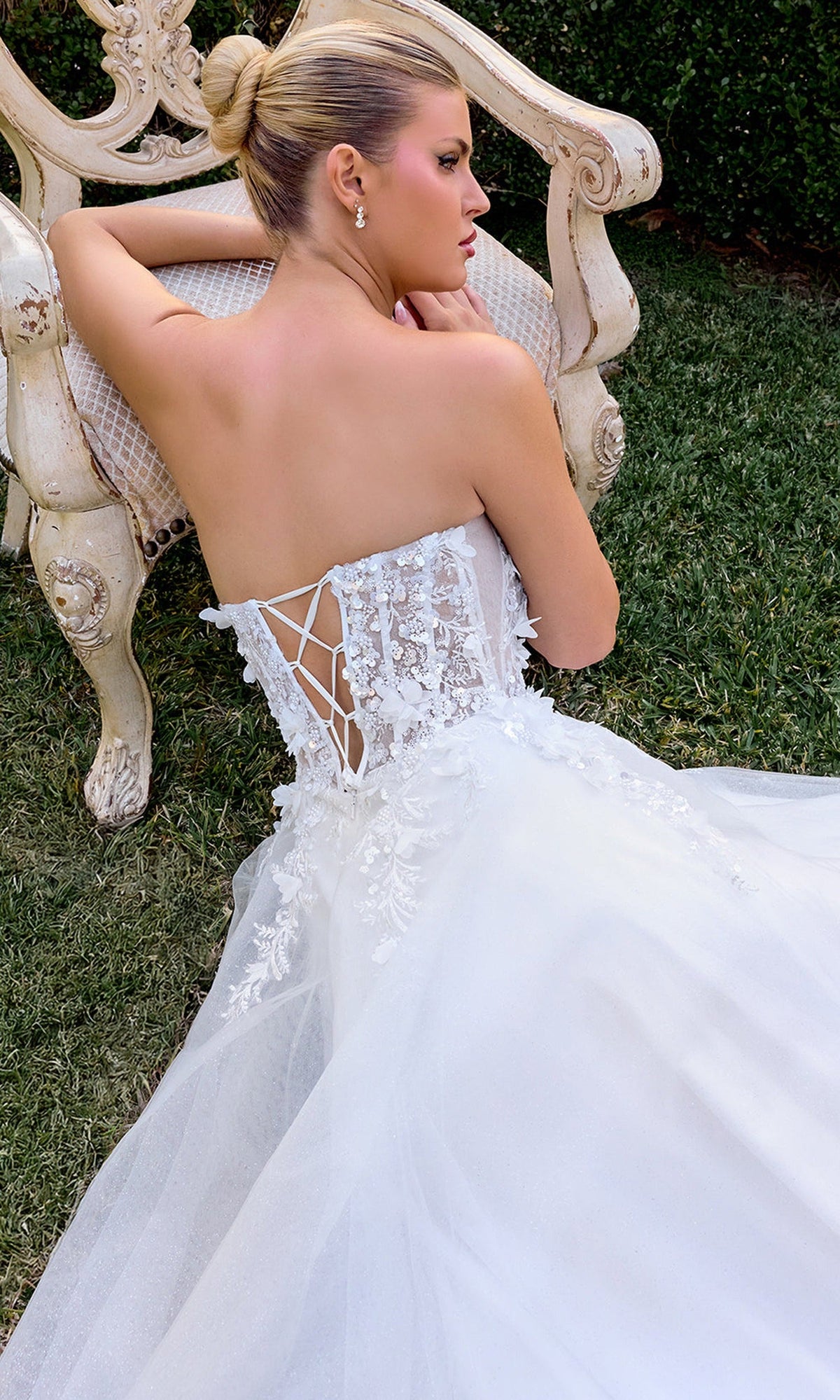 Ladivine C174W - Strapless Floral Corset Wedding Gown