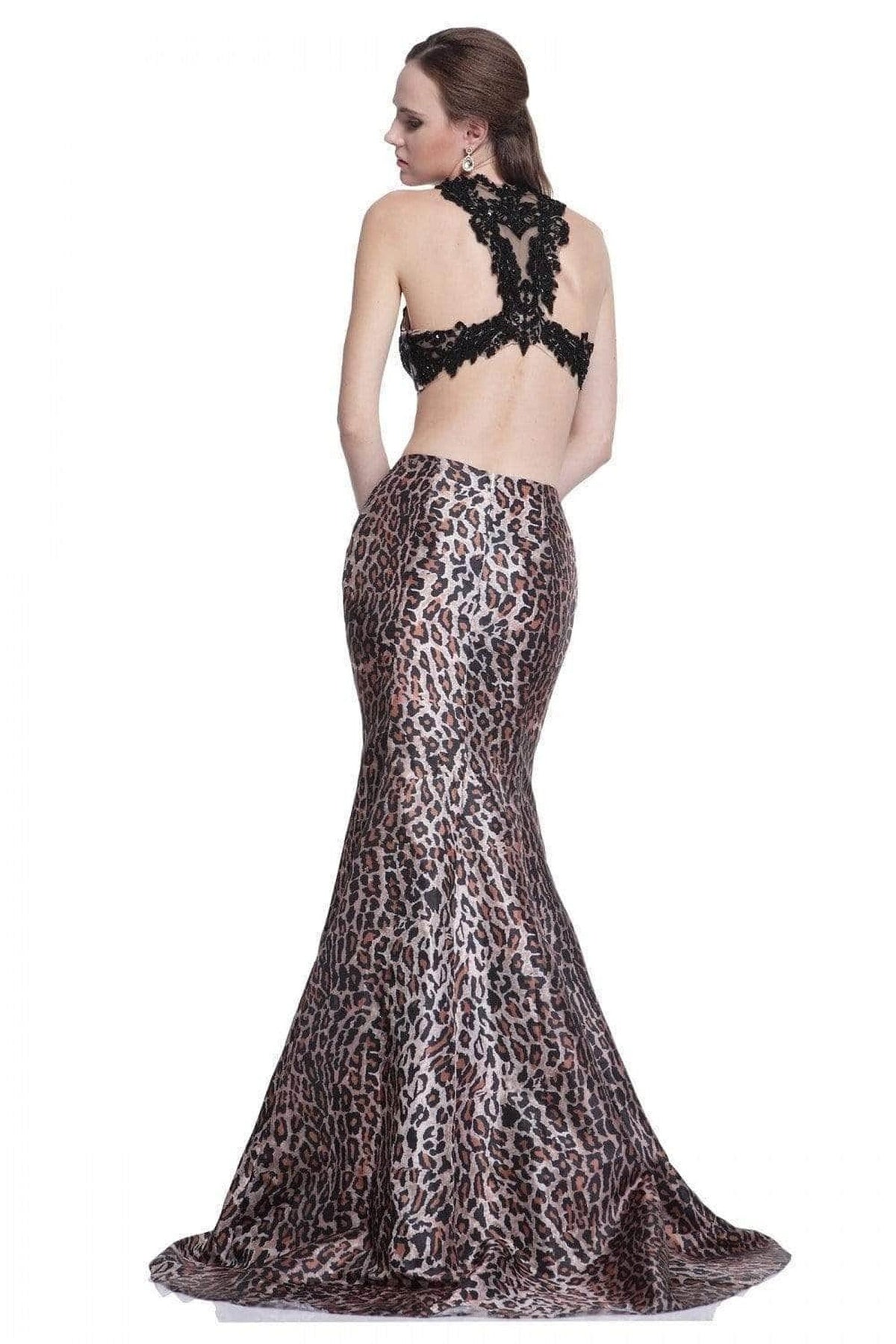 Ladivine C2204 - Leopard Print 2-Piece Gown