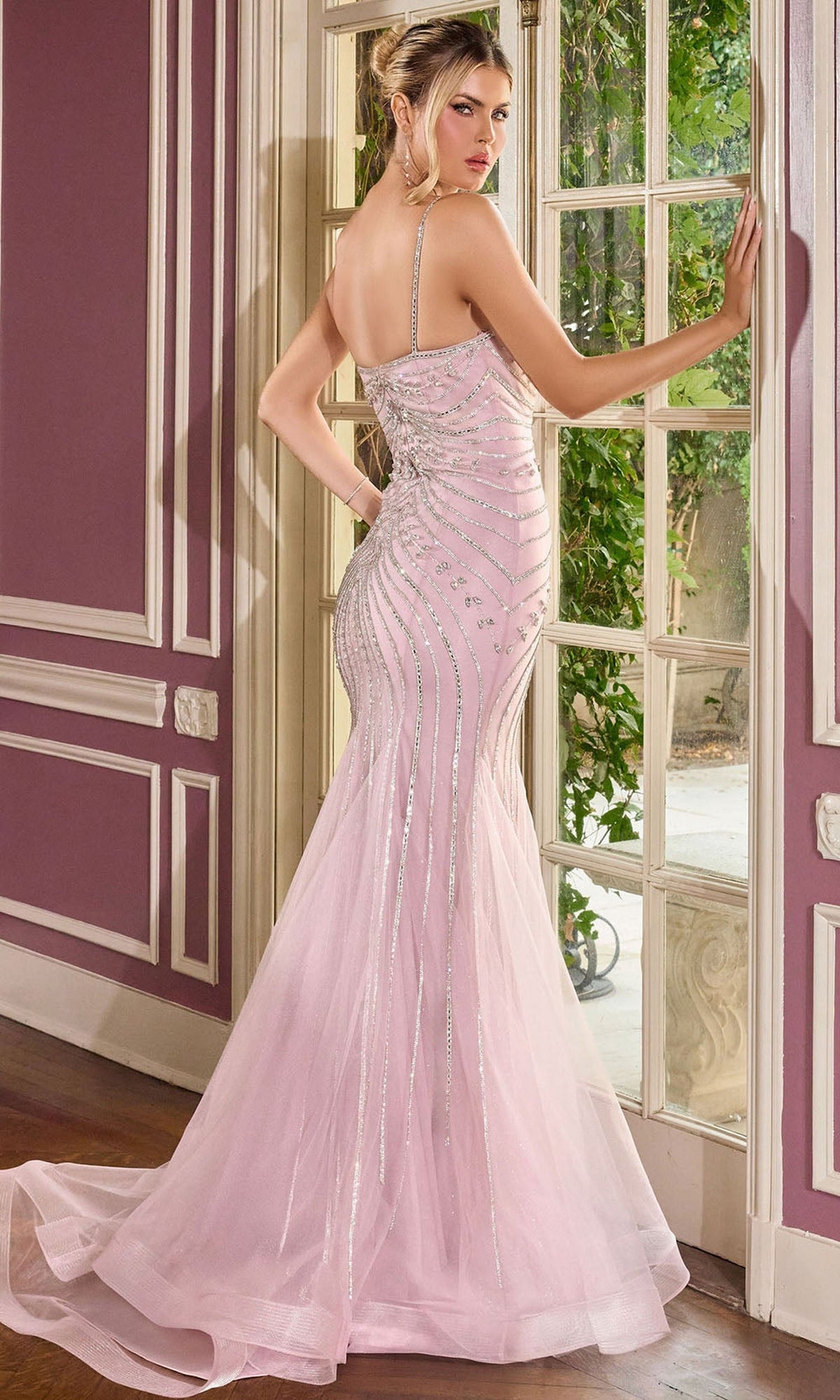 Ladivine CB167 - Beaded Modified Scoop Neck Mermaid Gown