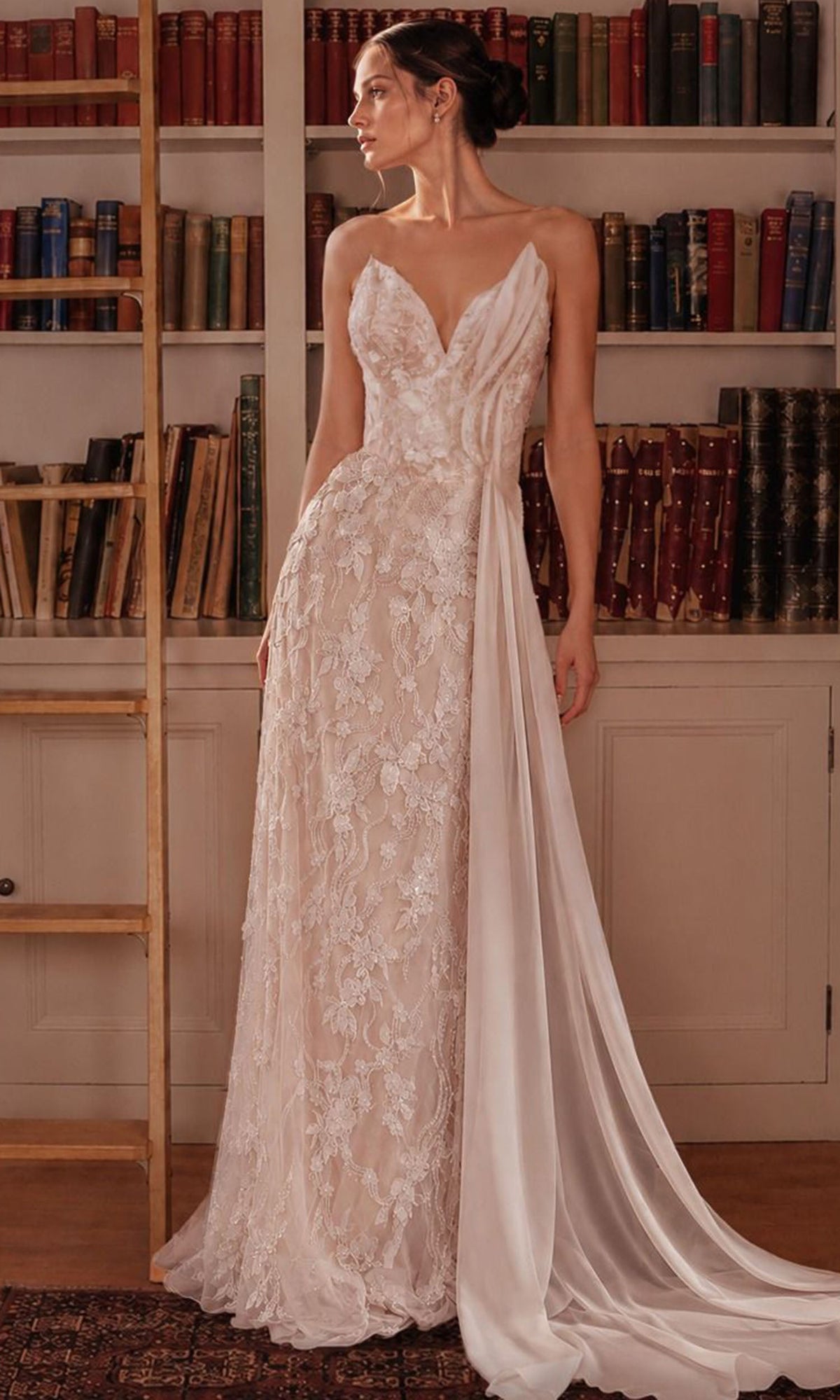 Ladivine CB168W Floral Applique Bridal Dress