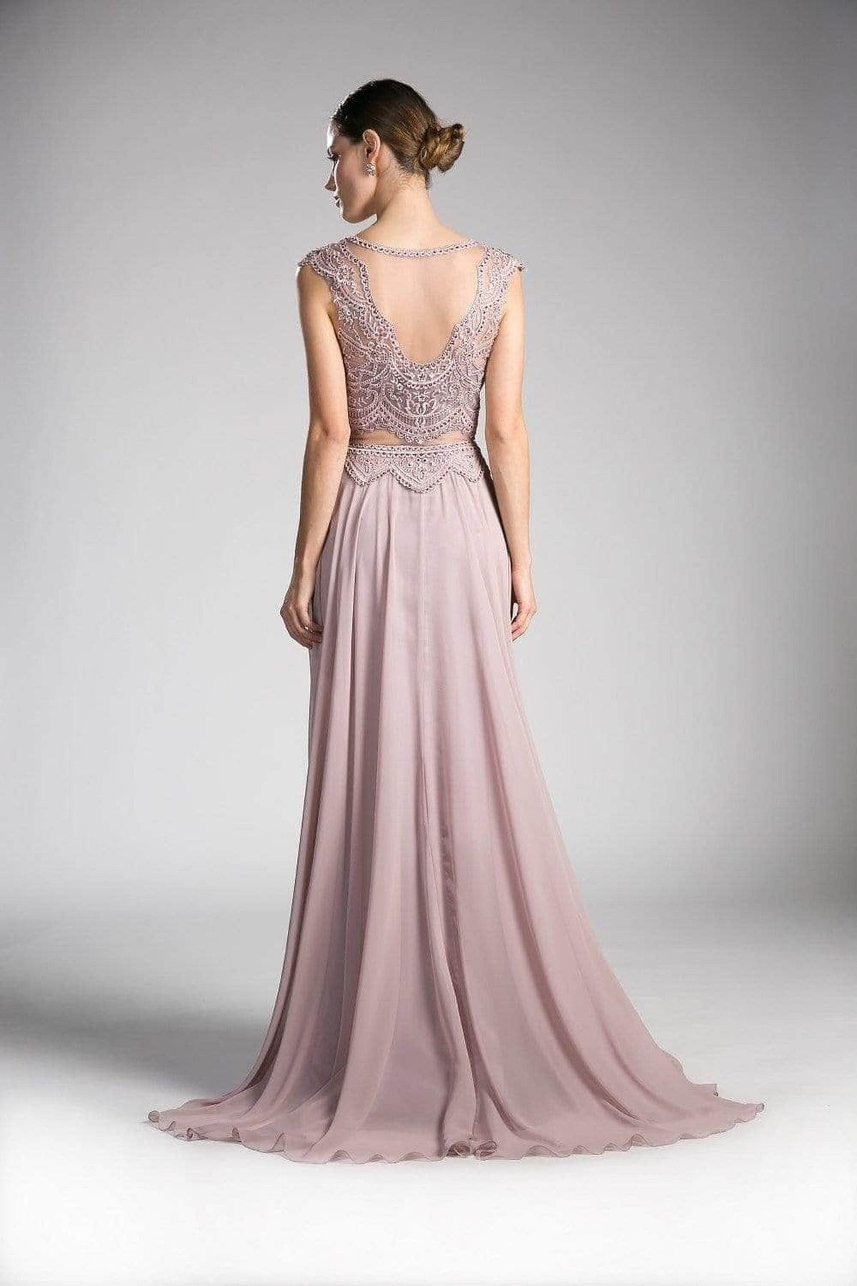 Ladivine CD0113 - Adorned Illusion Bateau A-line Dress