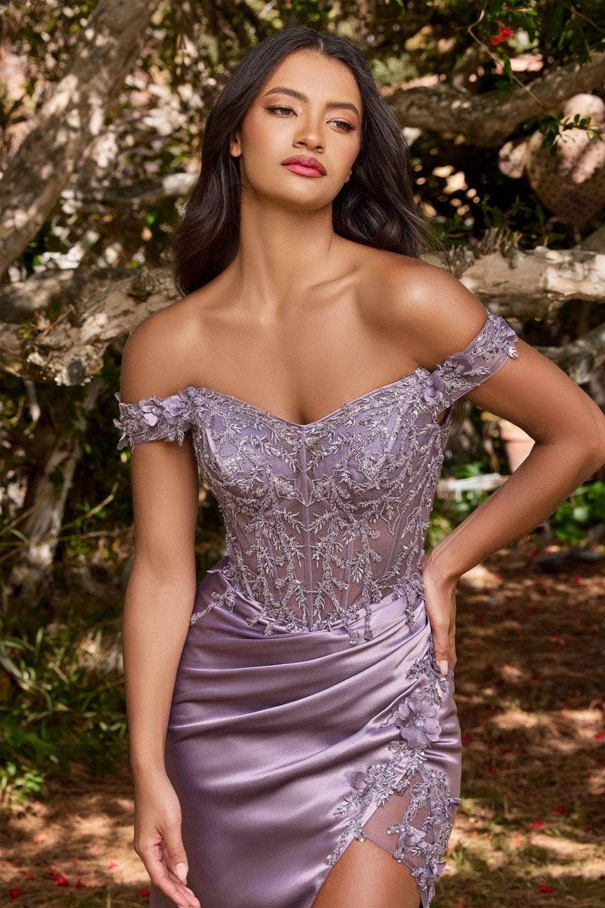 Ladivine CD0186 - Floral Off The Shoulder Prom Dress