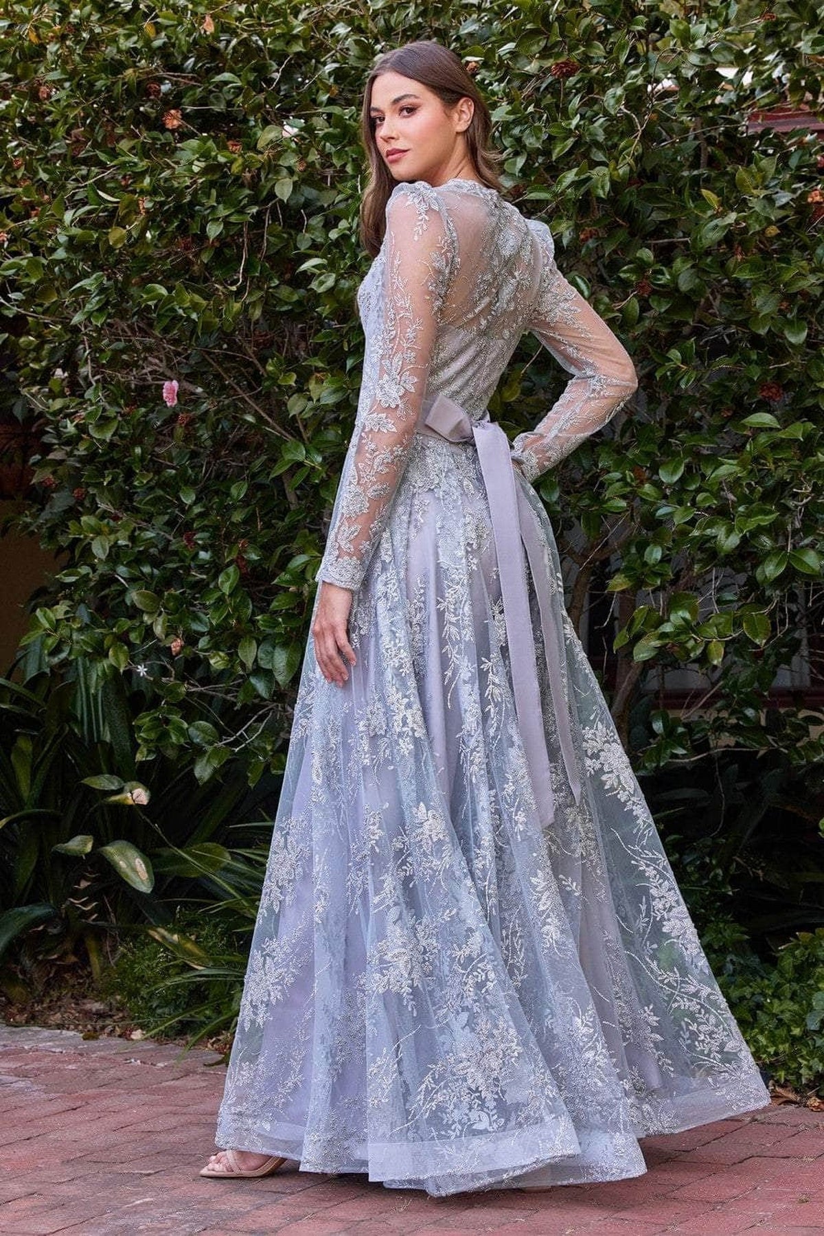 Ladivine CD233C - Long sleeve A-Line Gown
