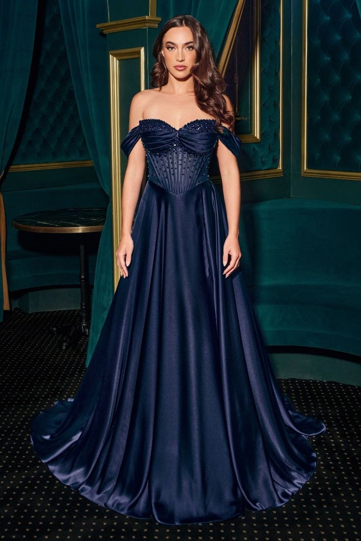 Ladivine CD297 - Pleated Sweetheart Evening Dress