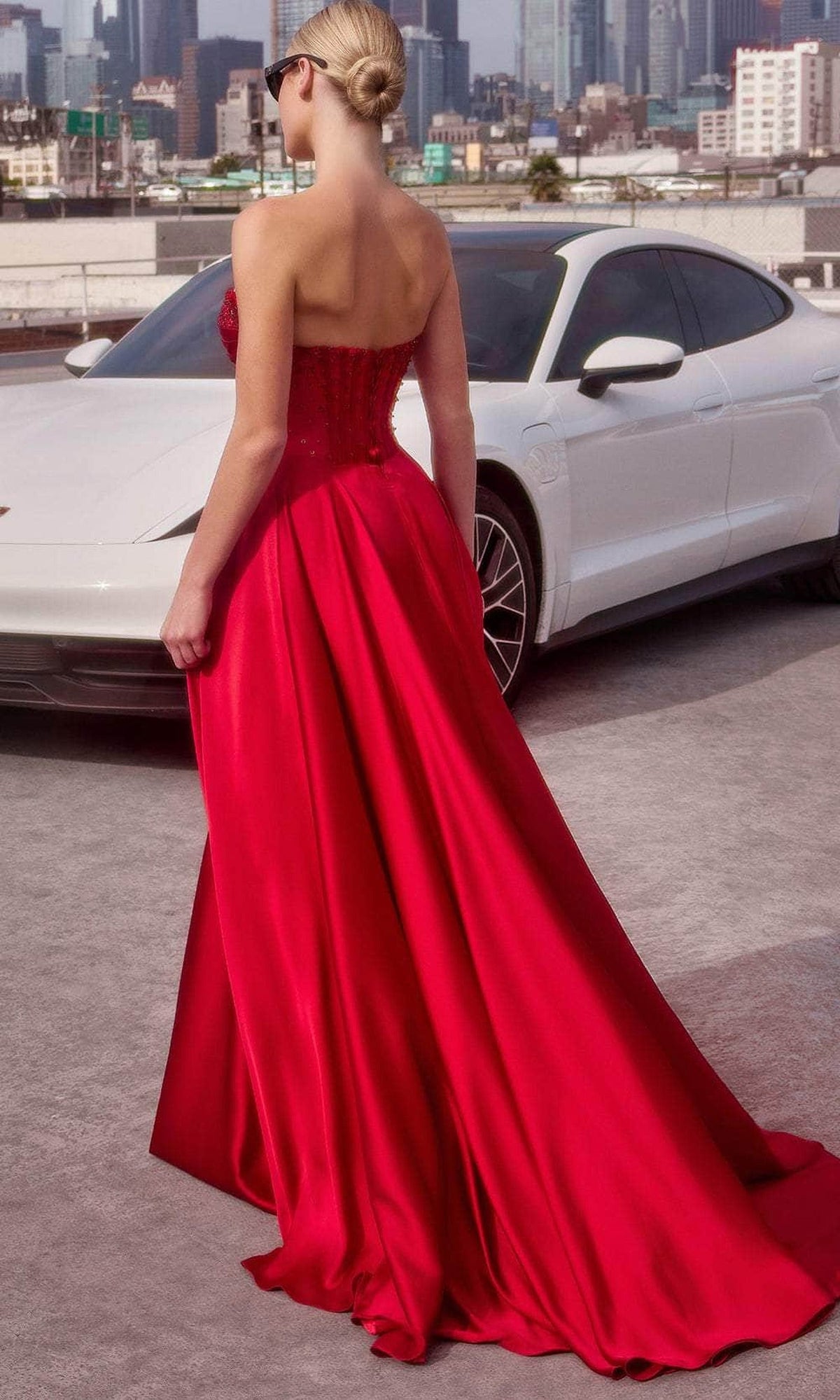 Ladivine CD297 - Pleated Sweetheart Evening Dress