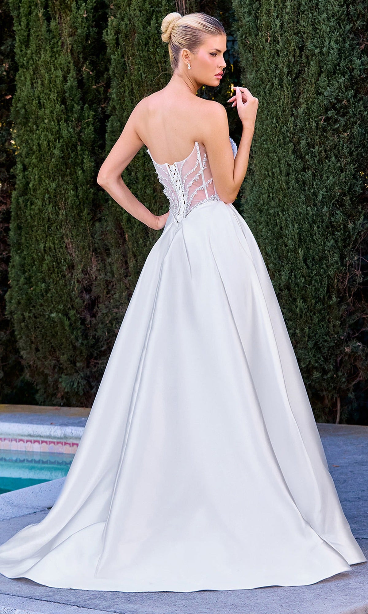 Ladivine CD389W - Beaded Corset Mikado A-Line Bridal Gown