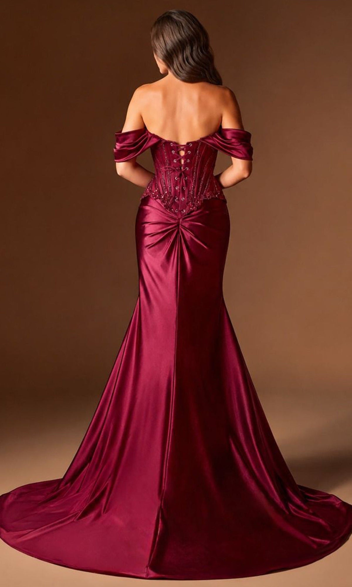 Ladivine CD656 - Beaded Corset Off Shoulder Prom Gown