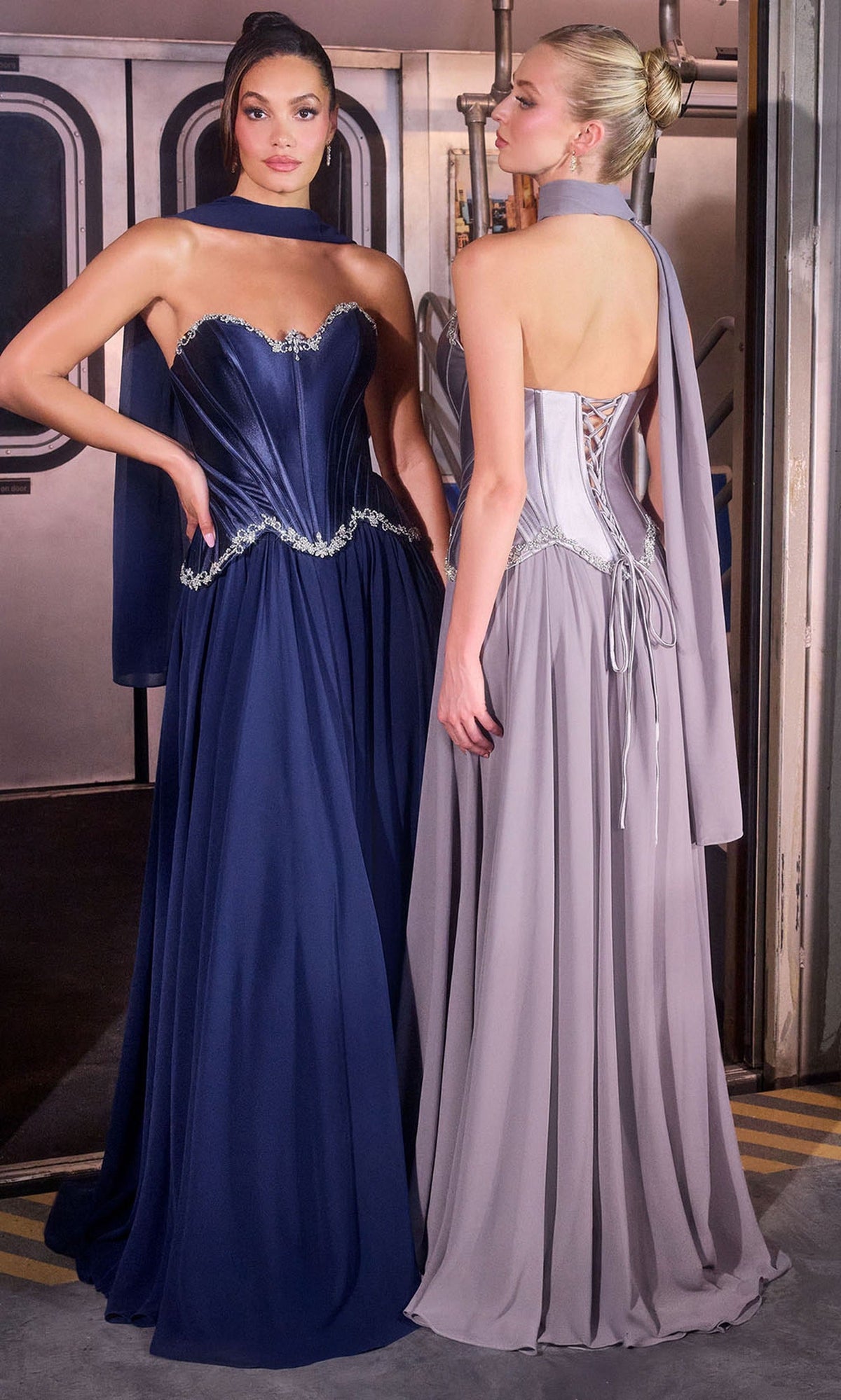 Ladivine CD668 - Strapless Corset Gown with Beaded Accent